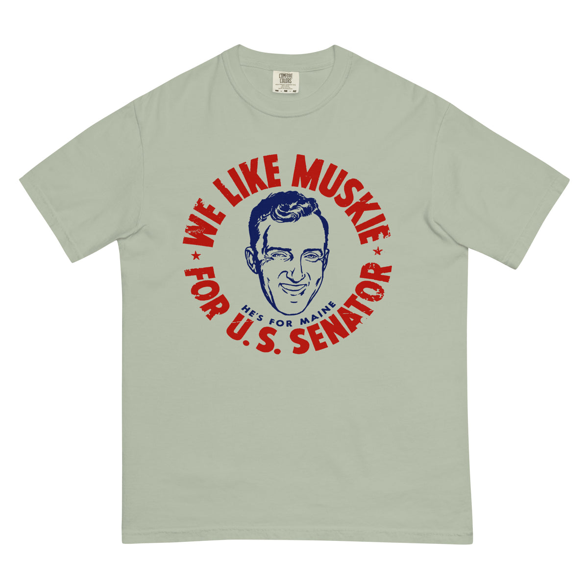 Ed Muskie 1958 Senatorial Campaign Heavyweight Reproduction T-shirt