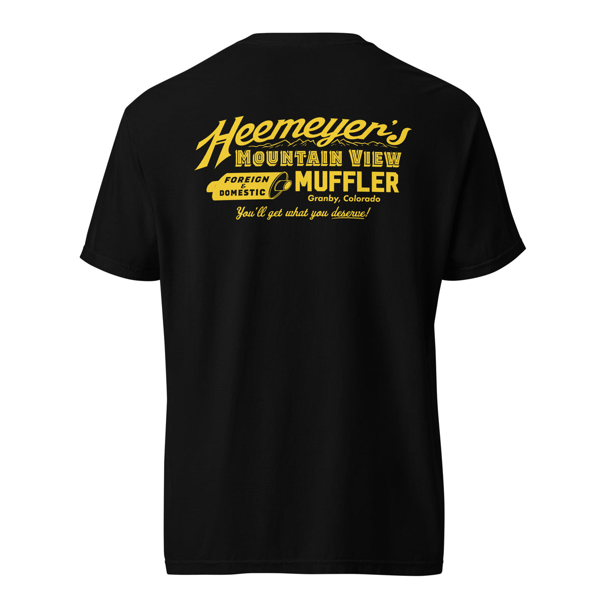 Heemeyer&#39;s Mountain View Muffler Heavyweight T-shirt
