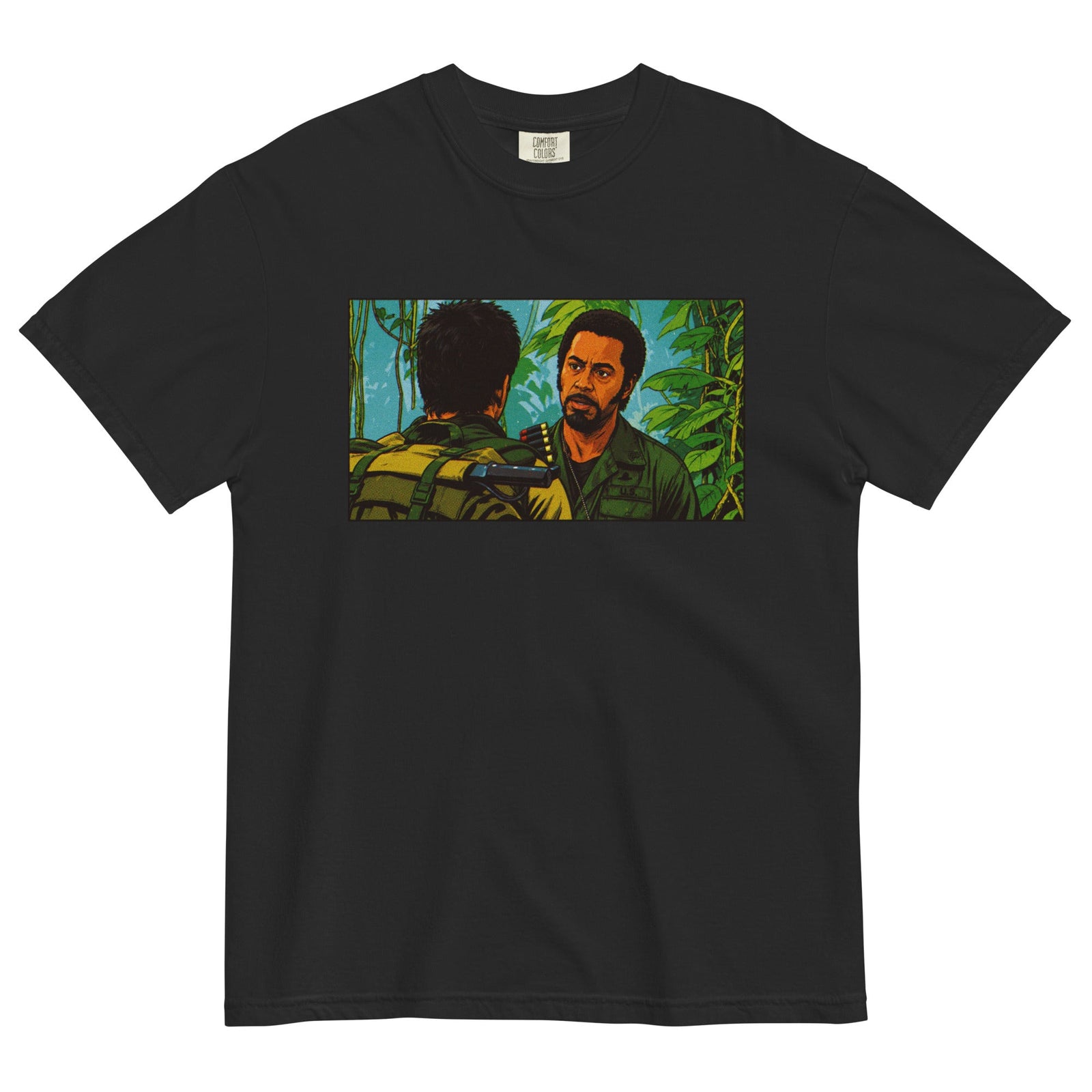 Never Go Full graphic tee in black with movie scene artwork