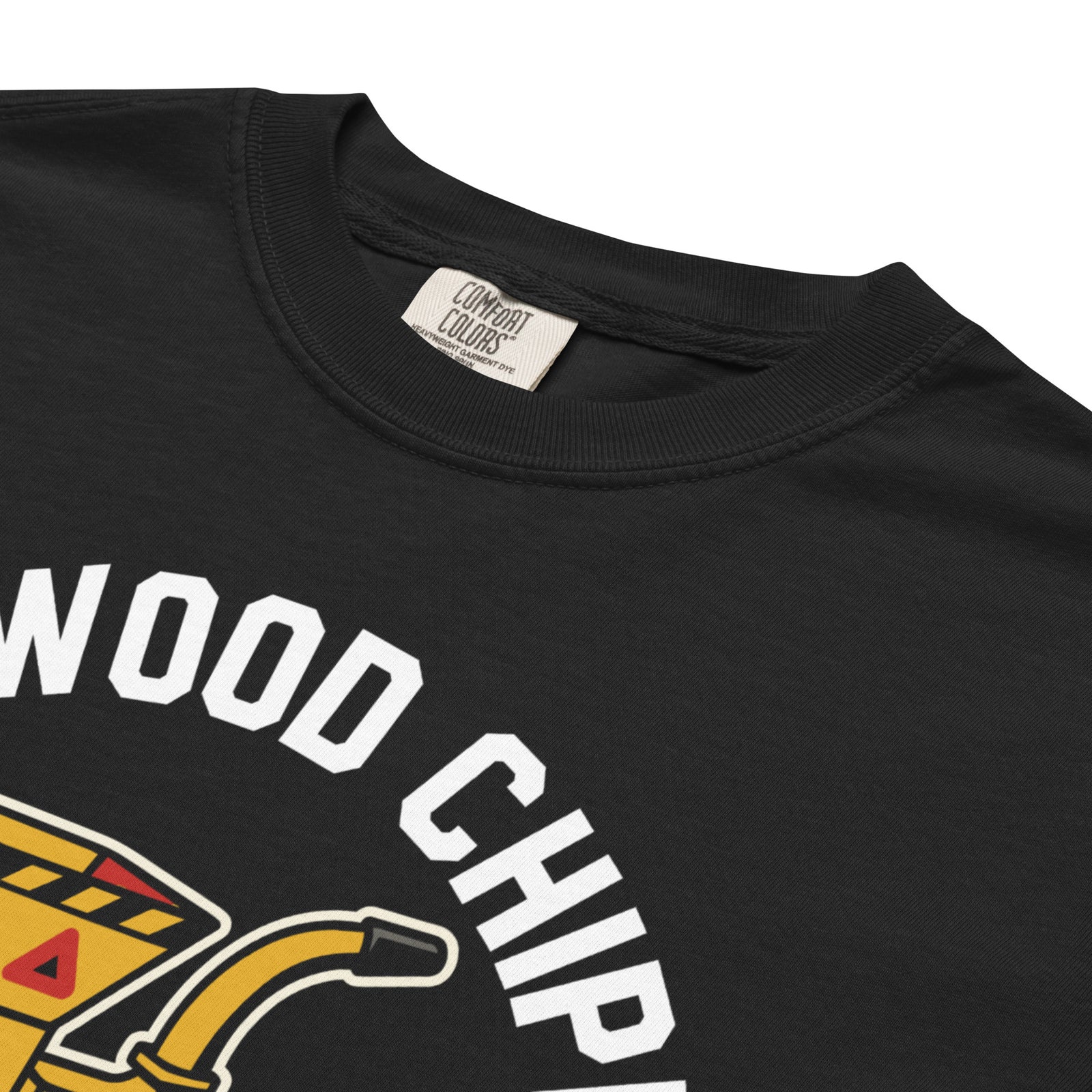Black t-shirt with 'More Wood Chipper' graphic design