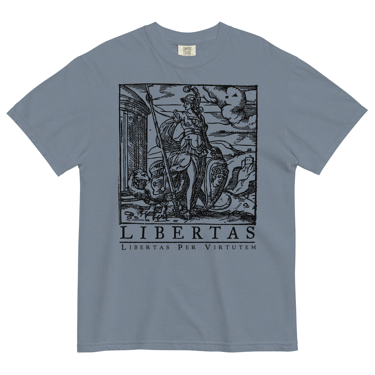 Libertas Freedom Through Virtue Garment-dyed Heavyweight Graphic T-shirt
