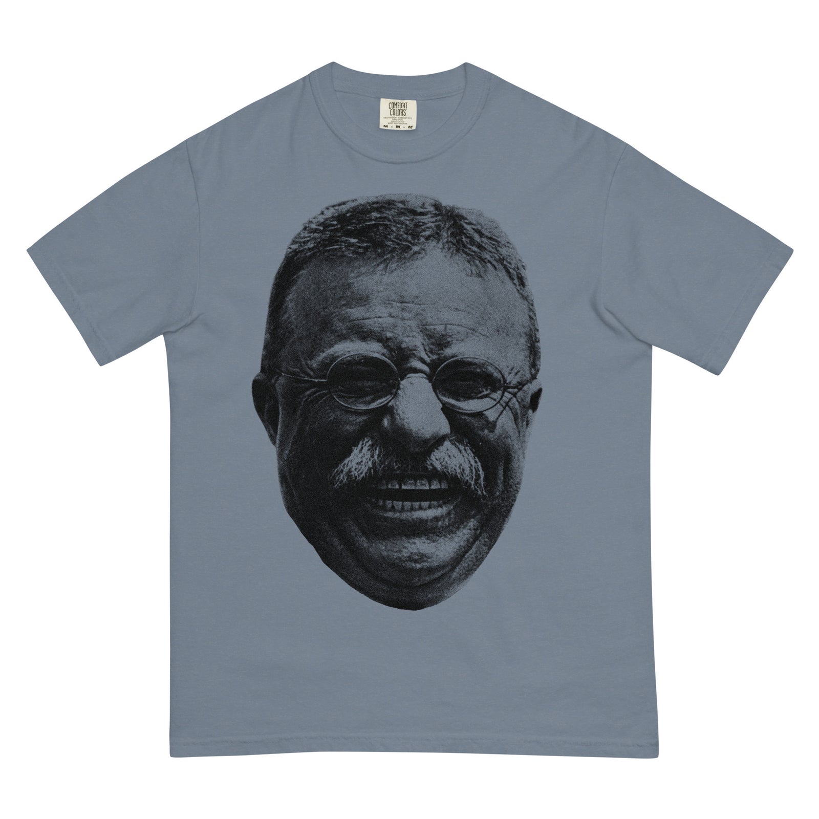 Blue jean color Teddy Roosevelt Laugh Garment-dyed Heavyweight Tee