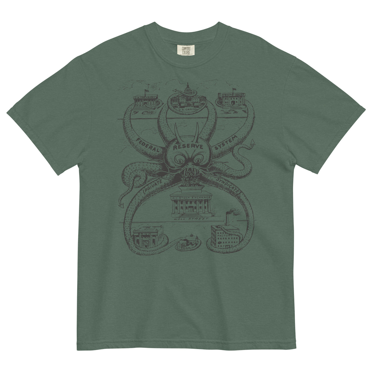 Federal Reserve Octopus Garment-dyed Heavyweight T-shirt