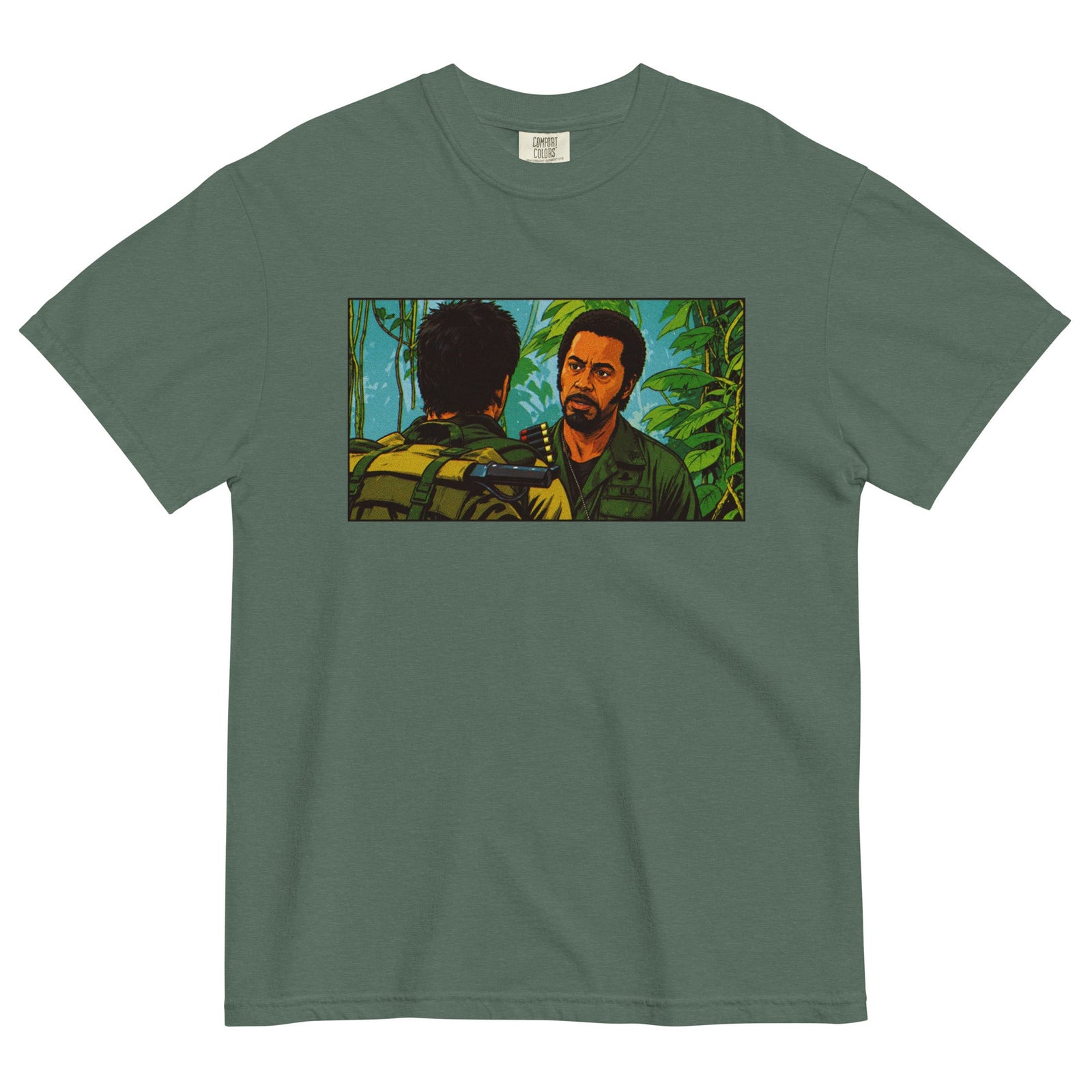 Never Go Full graphic tee in blue spruce garment-dyed cotton