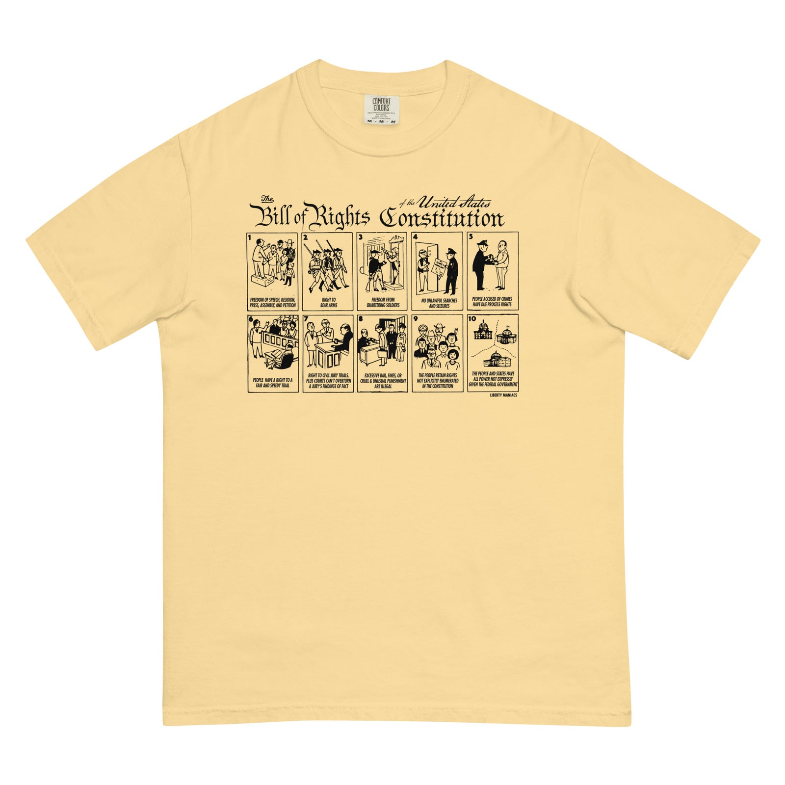 The Illustrated Bill of Rights Garment-dyed Heavyweight T-Shirt