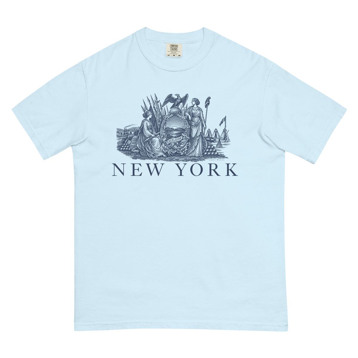 New York Vintage State Seal Garment-dyed Heavyweight T-Shirt by Liberty Maniacs