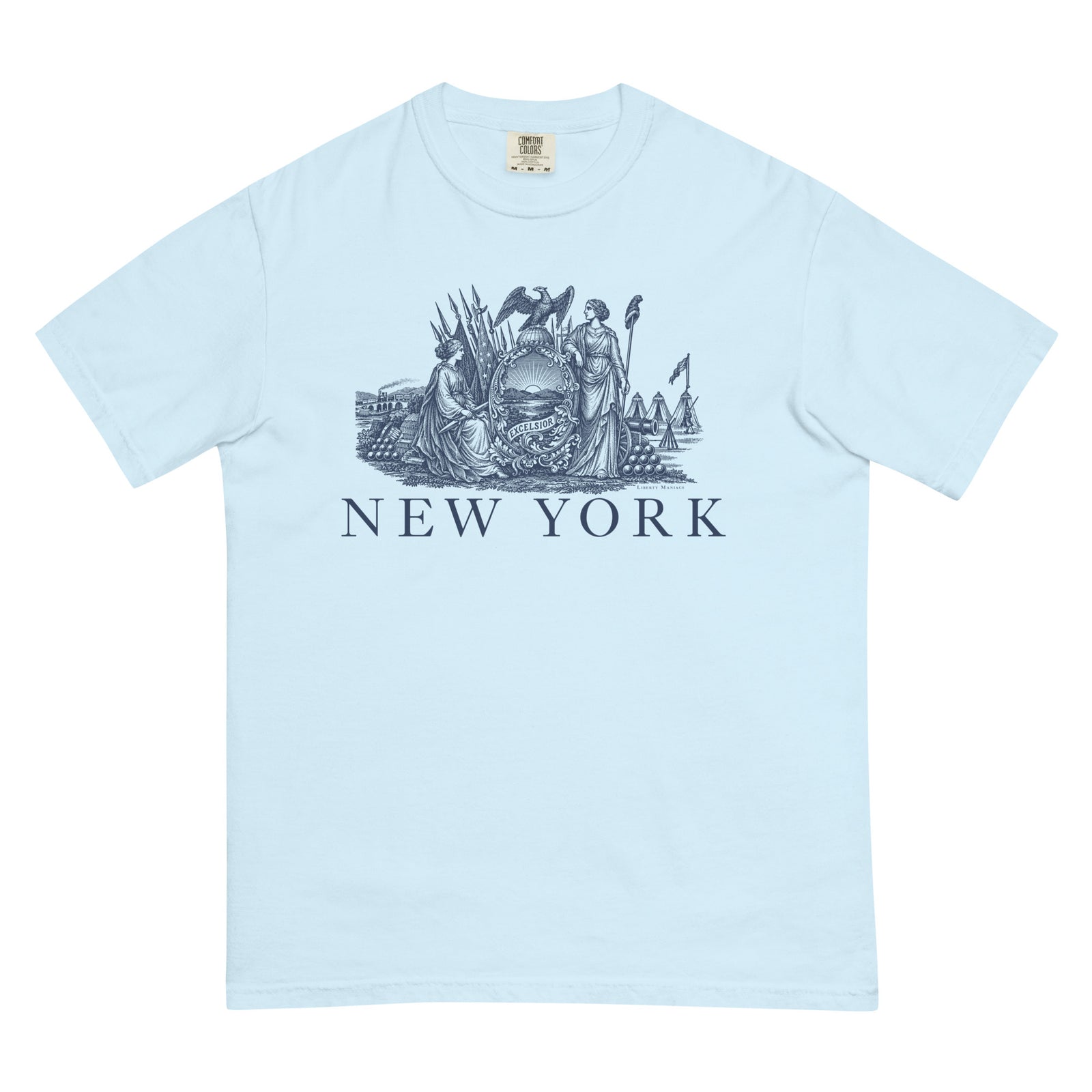 New York Vintage State Seal Garment-dyed Heavyweight T-Shirt by Liberty Maniacs