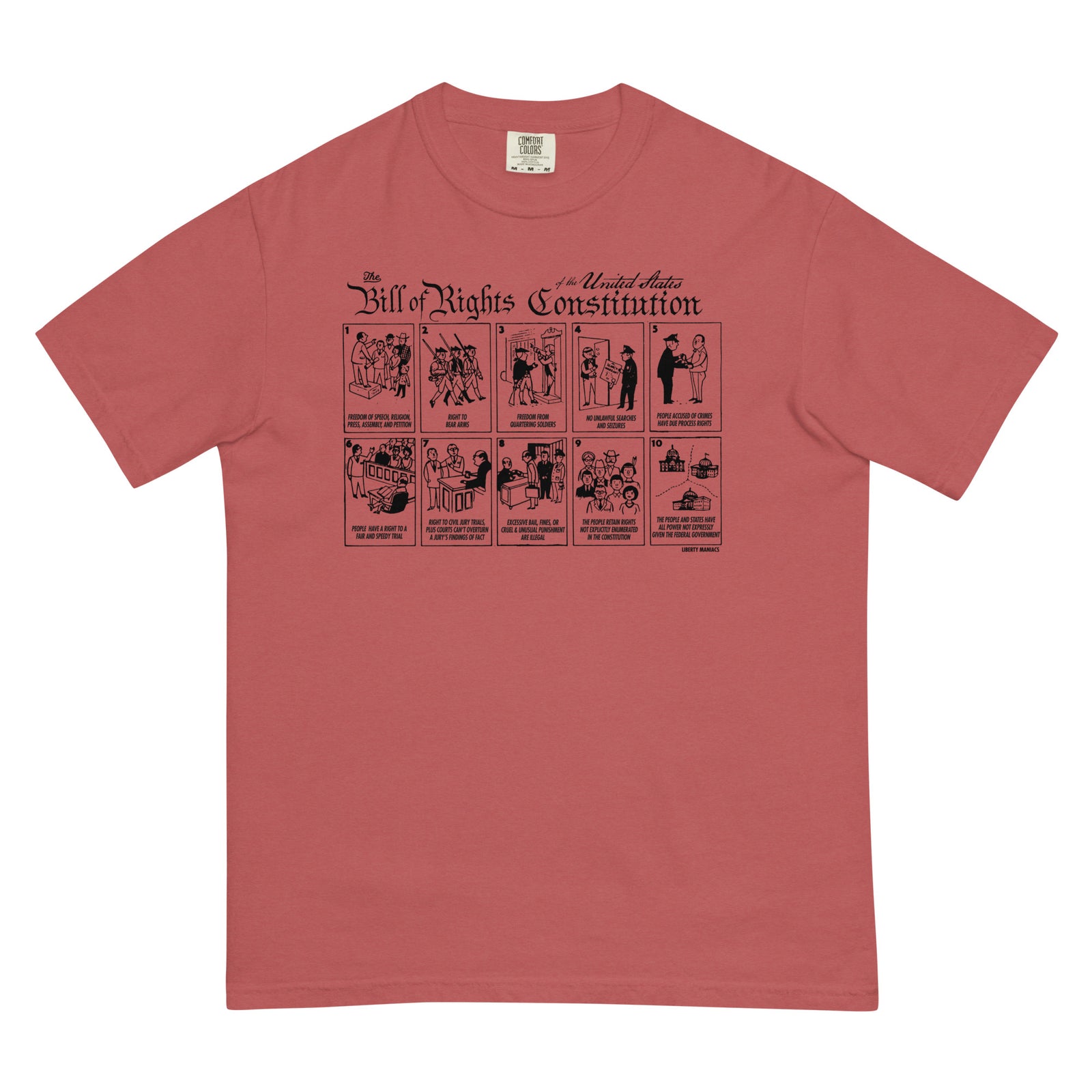 The Illustrated Bill of Rights Garment-dyed Heavyweight T-Shirt