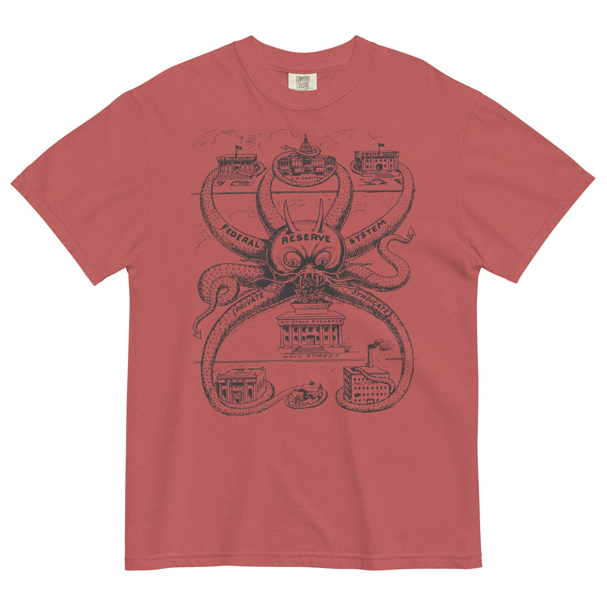 Federal Reserve Octopus Garment-dyed Heavyweight T-shirt