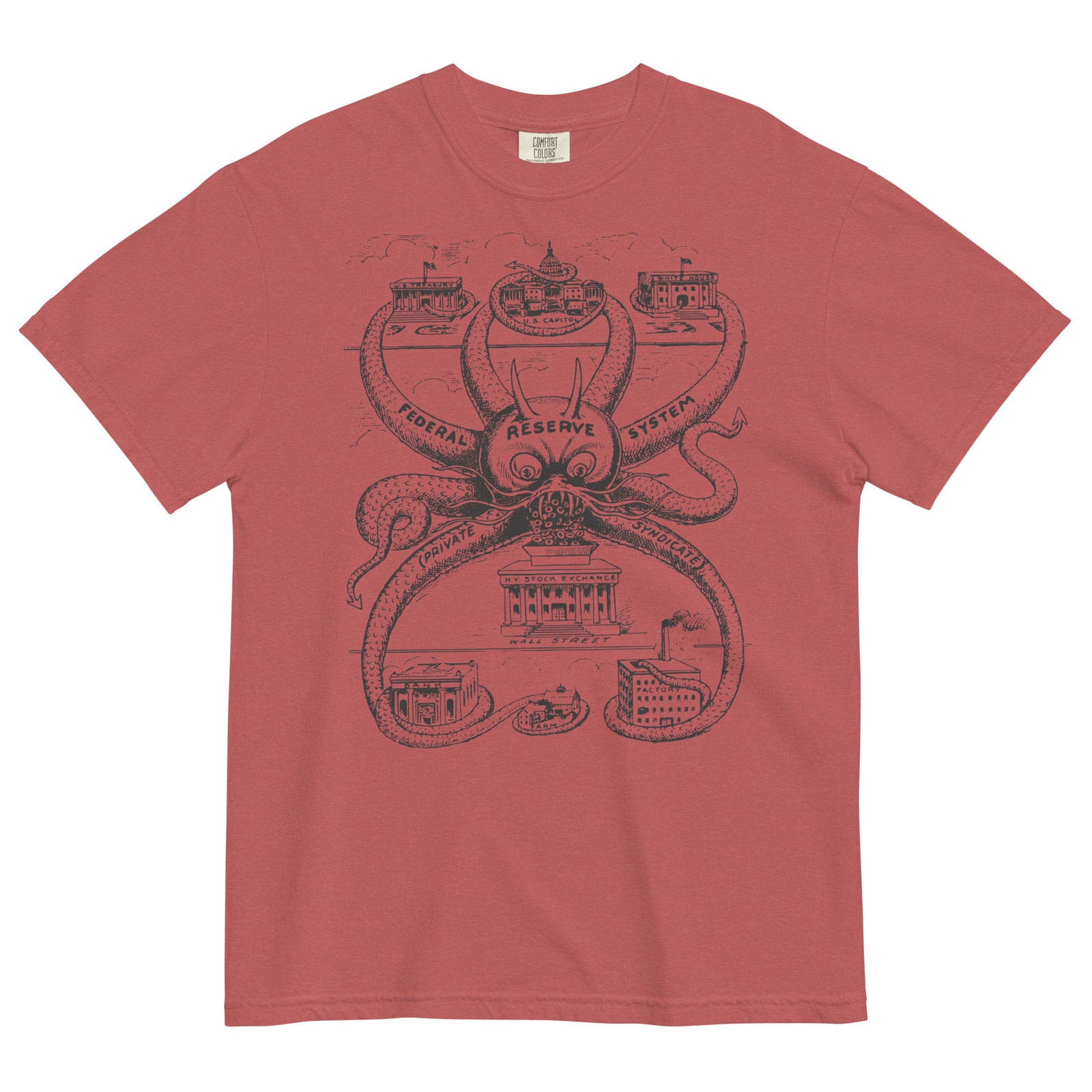 Federal Reserve Octopus Garment-dyed Heavyweight T-shirt