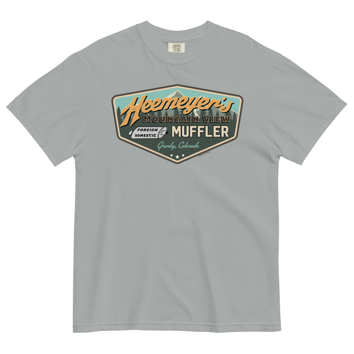 Heemeyer&#39;s Mountain View Muffler Garment-Dyed Heavyweight T-Shirt