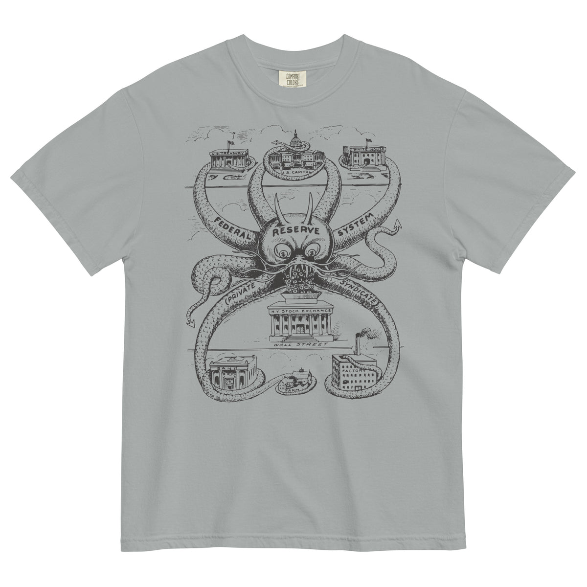 Federal Reserve Octopus Garment-dyed Heavyweight T-shirt