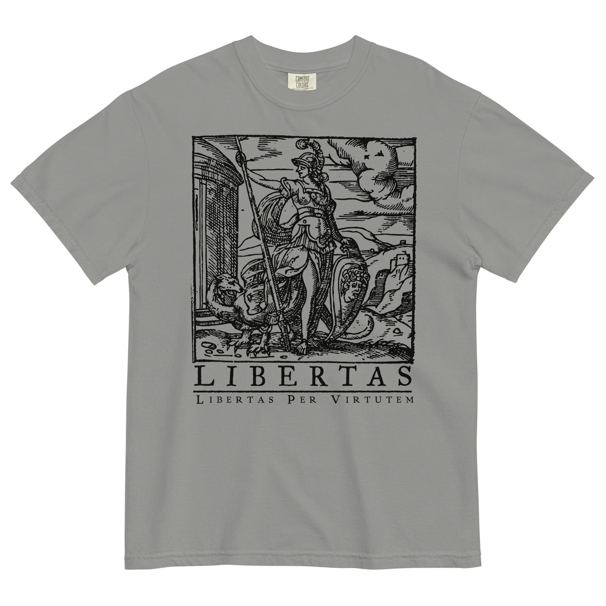 Libertas Freedom Through Virtue Garment-dyed Heavyweight Graphic T-shirt