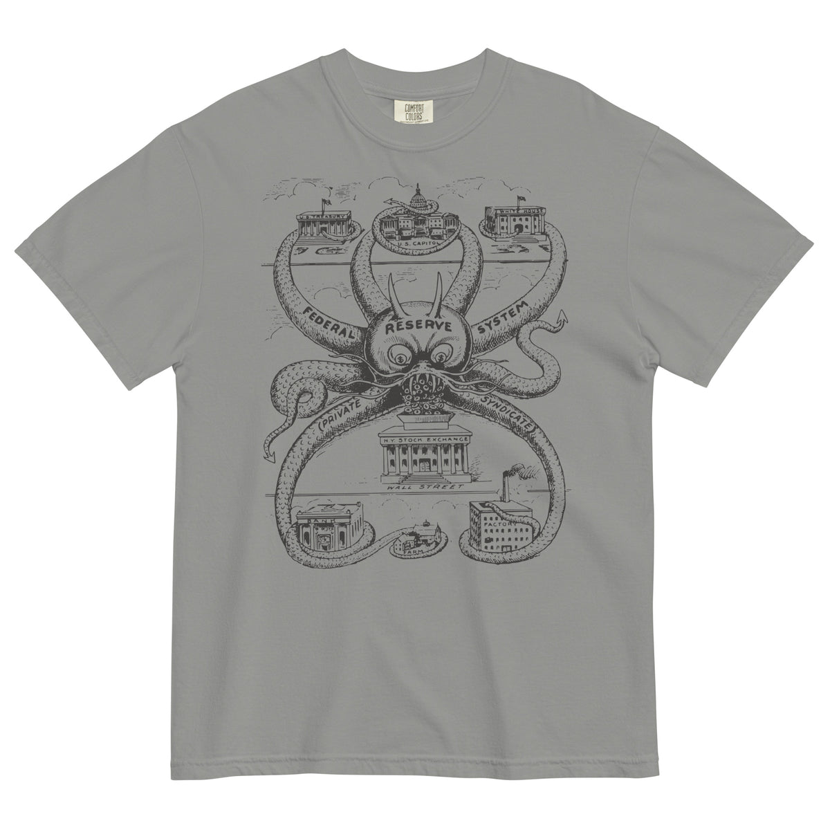 Federal Reserve Octopus Garment-dyed Heavyweight T-shirt