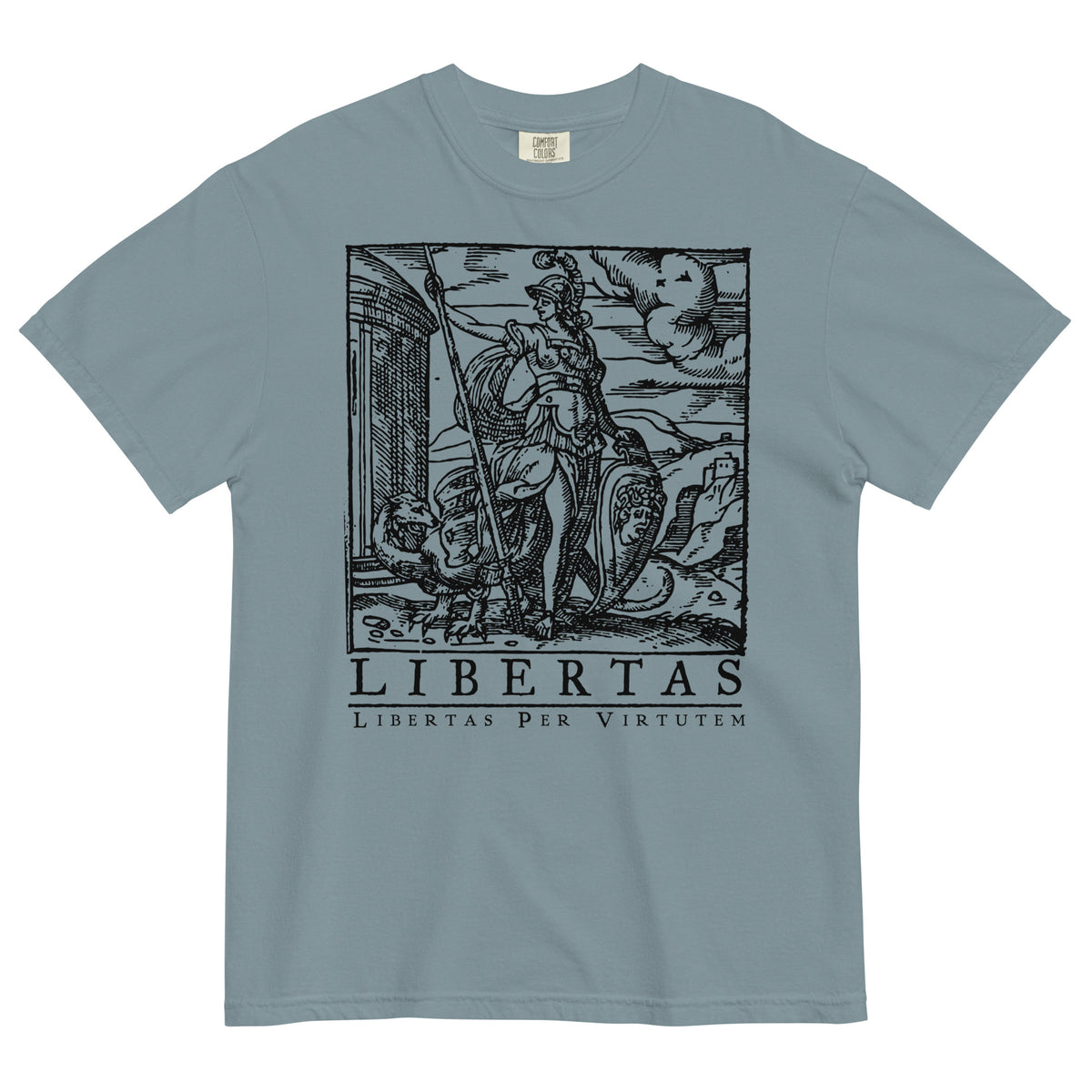 Libertas Freedom Through Virtue Garment-dyed Heavyweight Graphic T-shirt