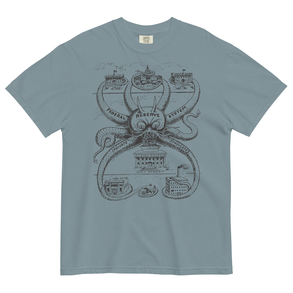 Federal Reserve Octopus Garment-dyed Heavyweight T-shirt