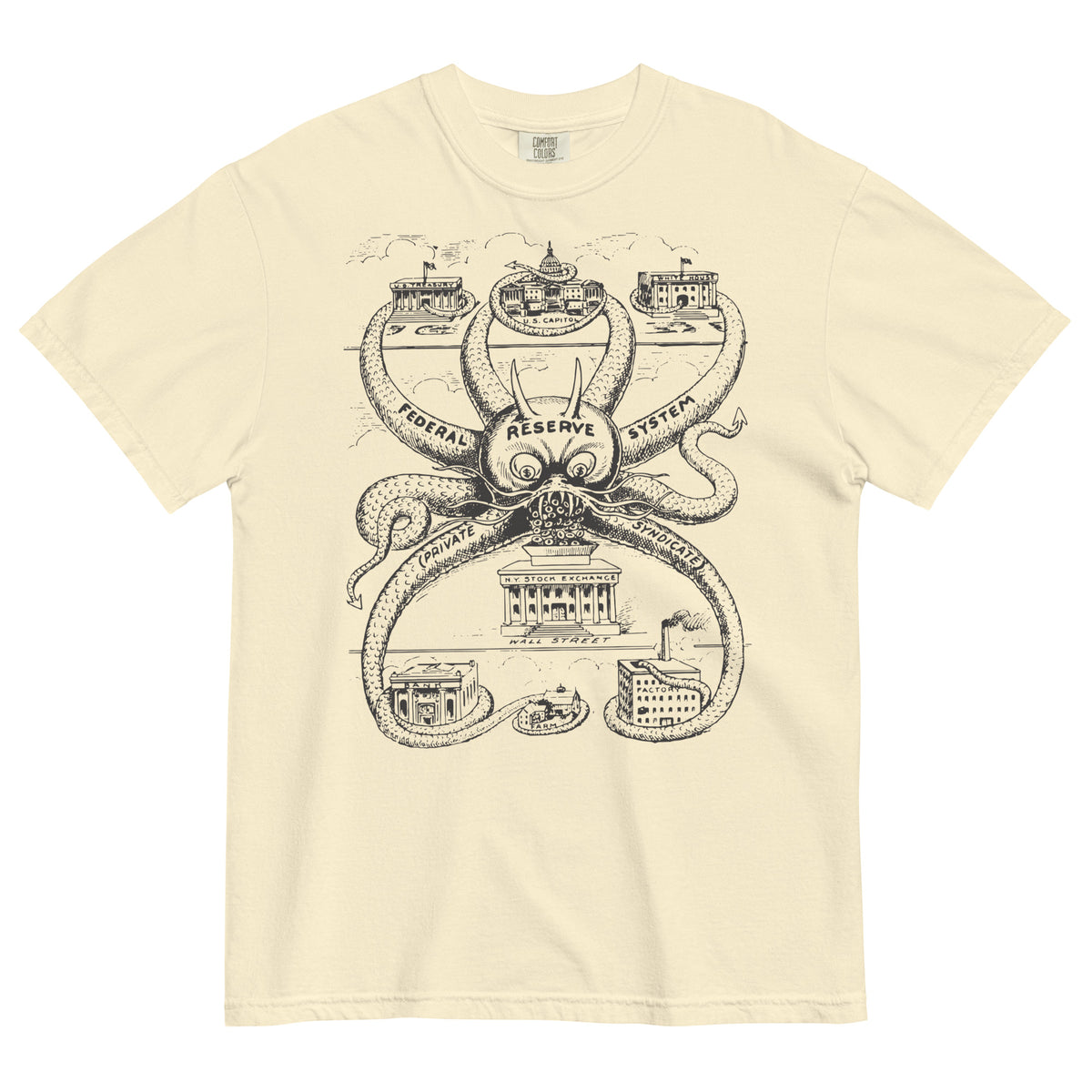 Federal Reserve Octopus Garment-dyed Heavyweight T-shirt
