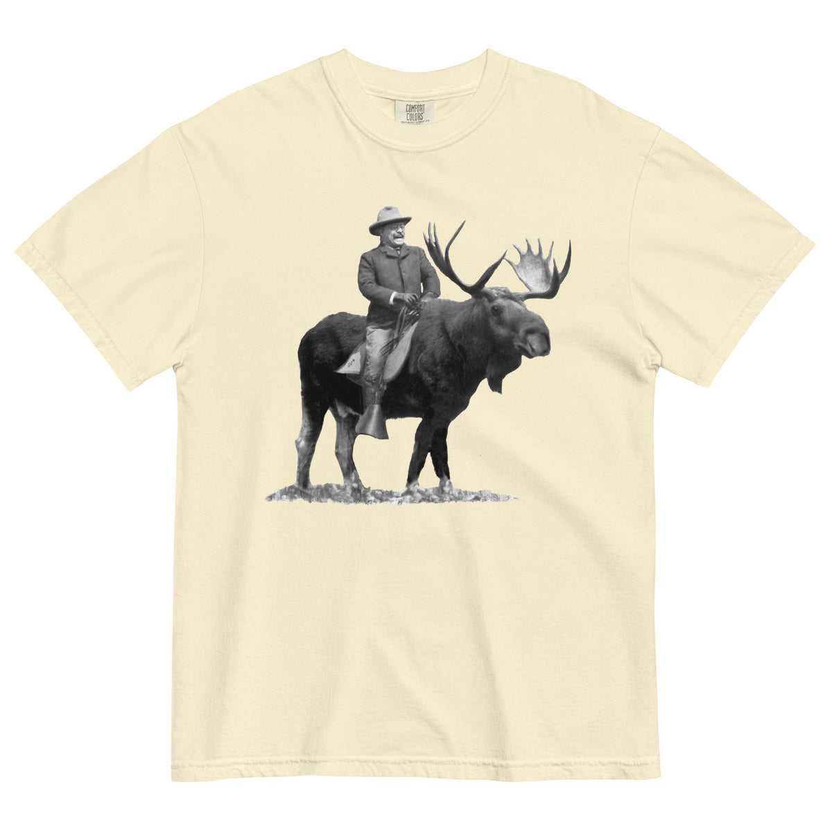 Teddy Roosevelt Riding A Bull Moose Garment-dyed Heavyweight T-Shirt