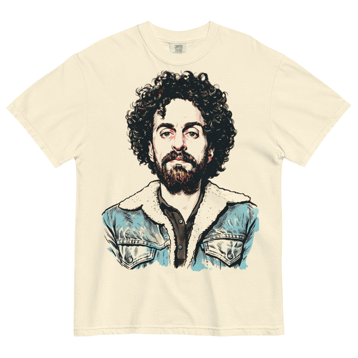 Isaac Kappy graphic t-shirt in ivory laying flat.