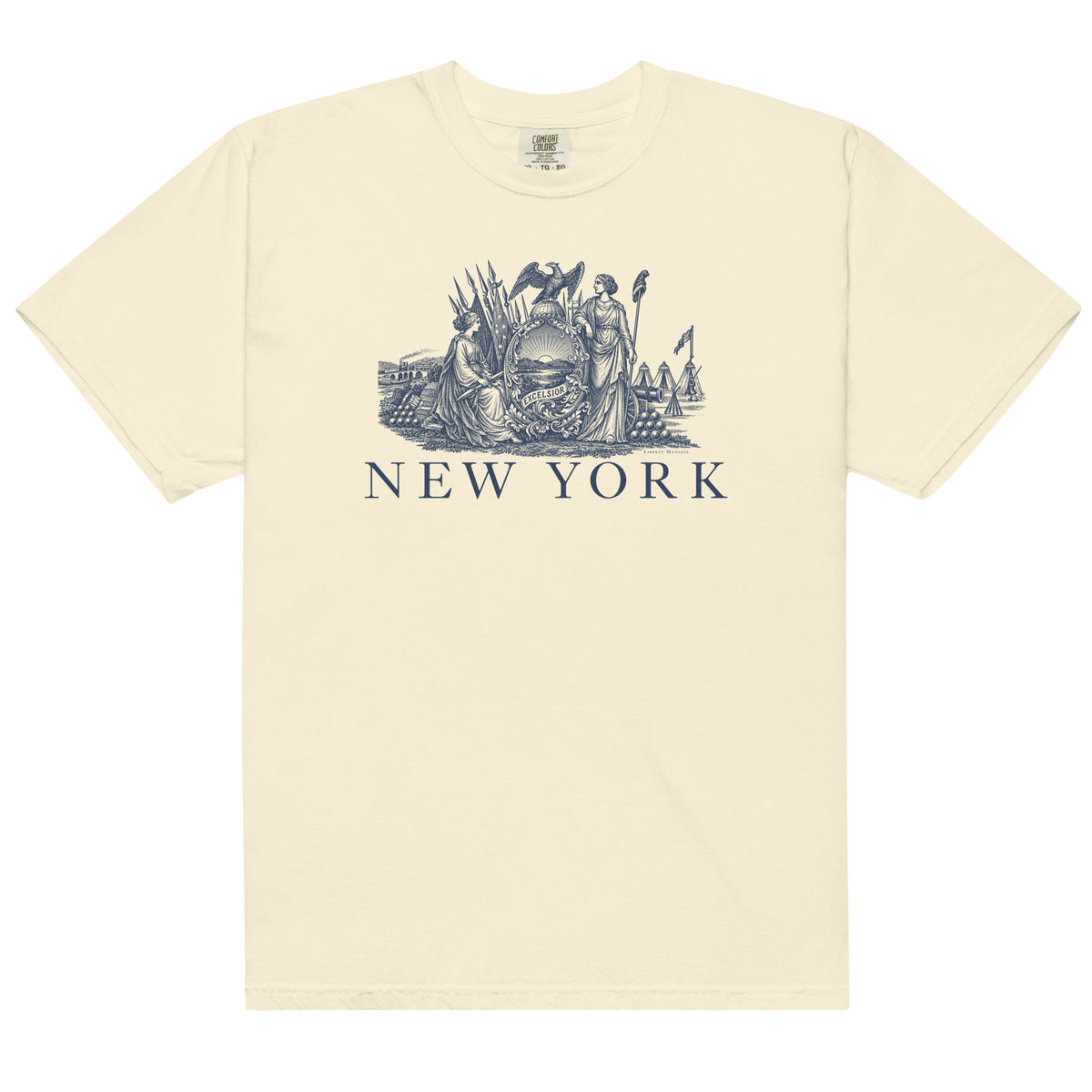 New York Vintage State Seal Garment-dyed Heavyweight T-Shirt by Liberty Maniacs