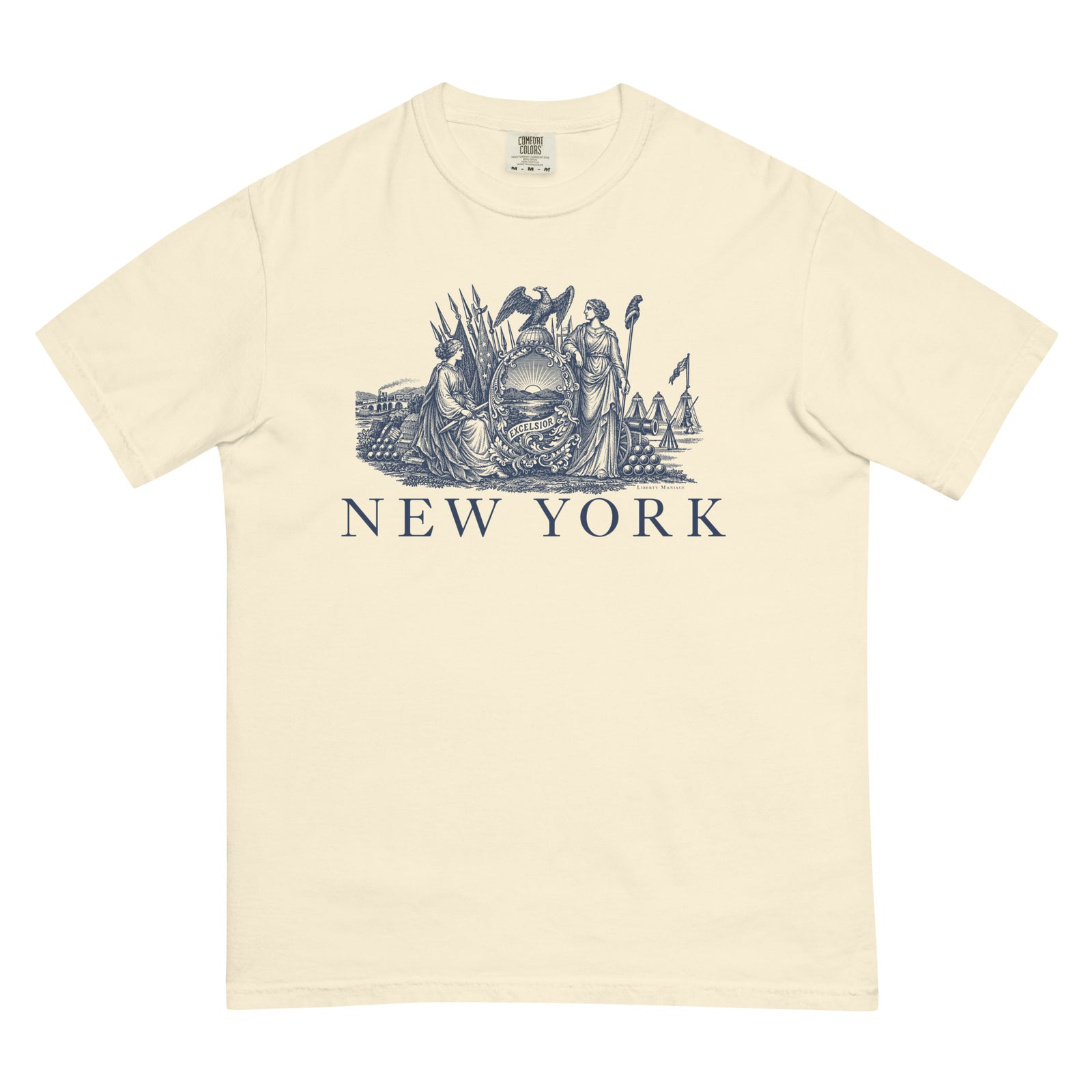 New York Vintage State Seal Garment-dyed Heavyweight T-Shirt by Liberty Maniacs