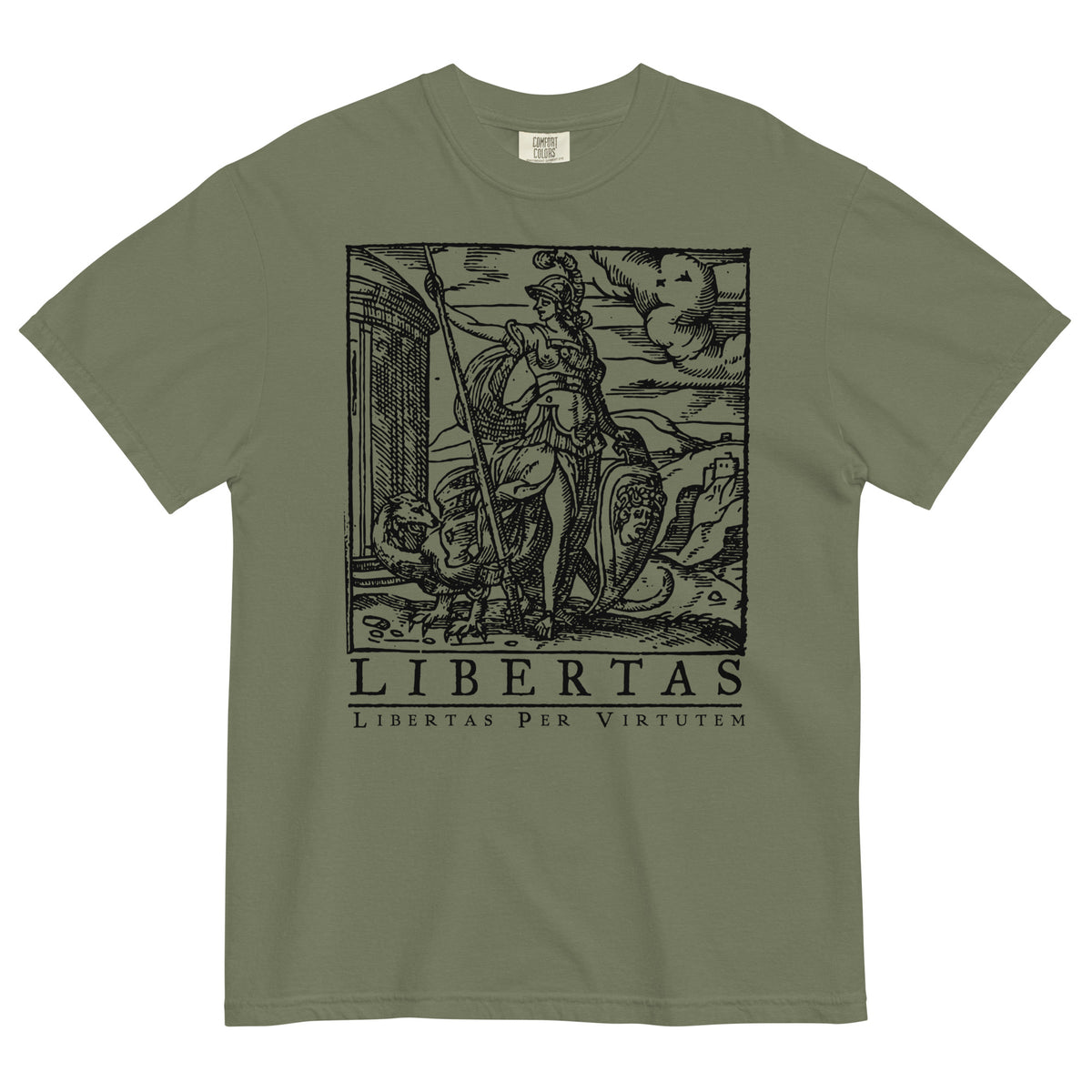 Libertas Freedom Through Virtue Garment-dyed Heavyweight Graphic T-shirt