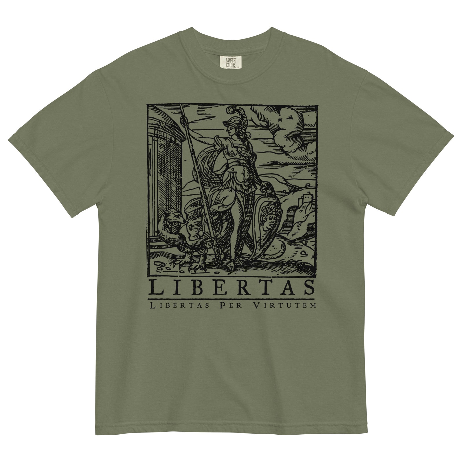 Libertas Freedom Through Virtue Garment-dyed Heavyweight Graphic T-shirt