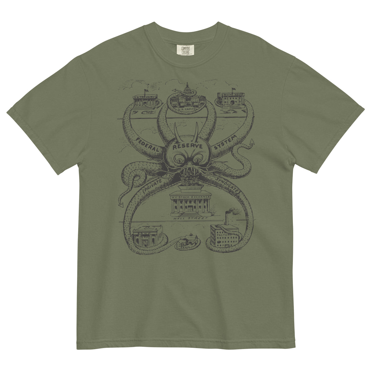 Federal Reserve Octopus Garment-dyed Heavyweight T-shirt