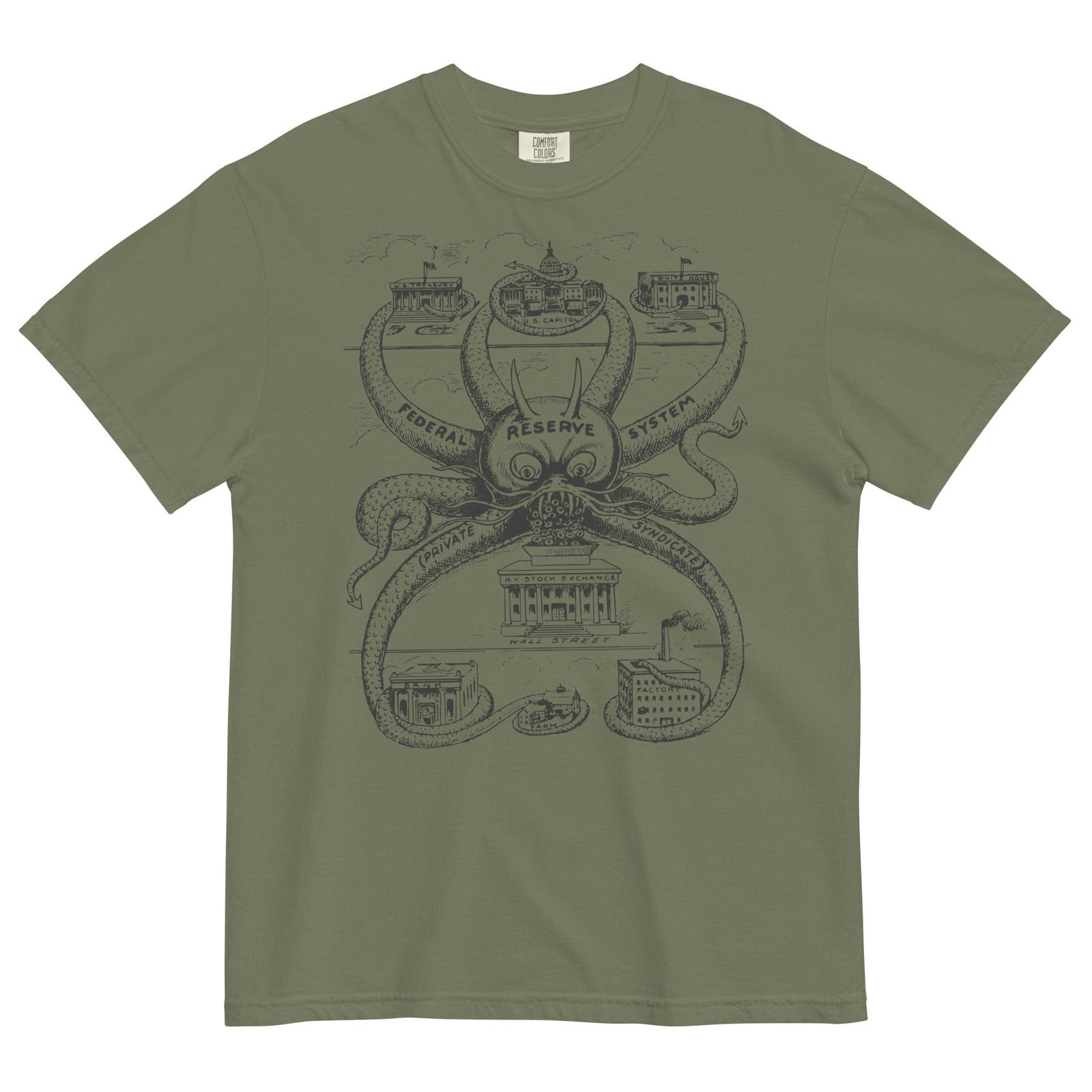 Federal Reserve Octopus Garment-dyed Heavyweight T-shirt