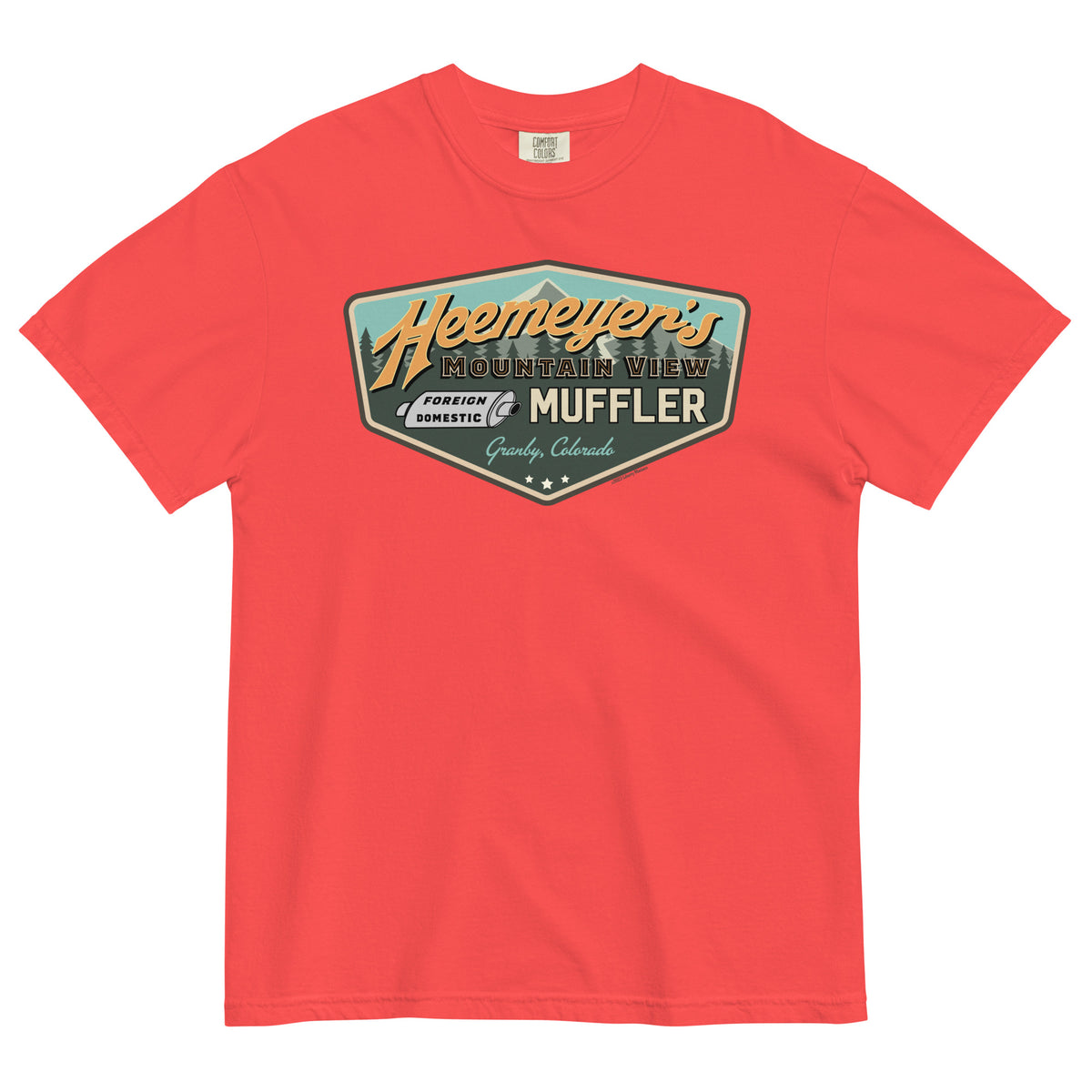 Heemeyer&#39;s Mountain View Muffler Garment-Dyed Heavyweight T-Shirt