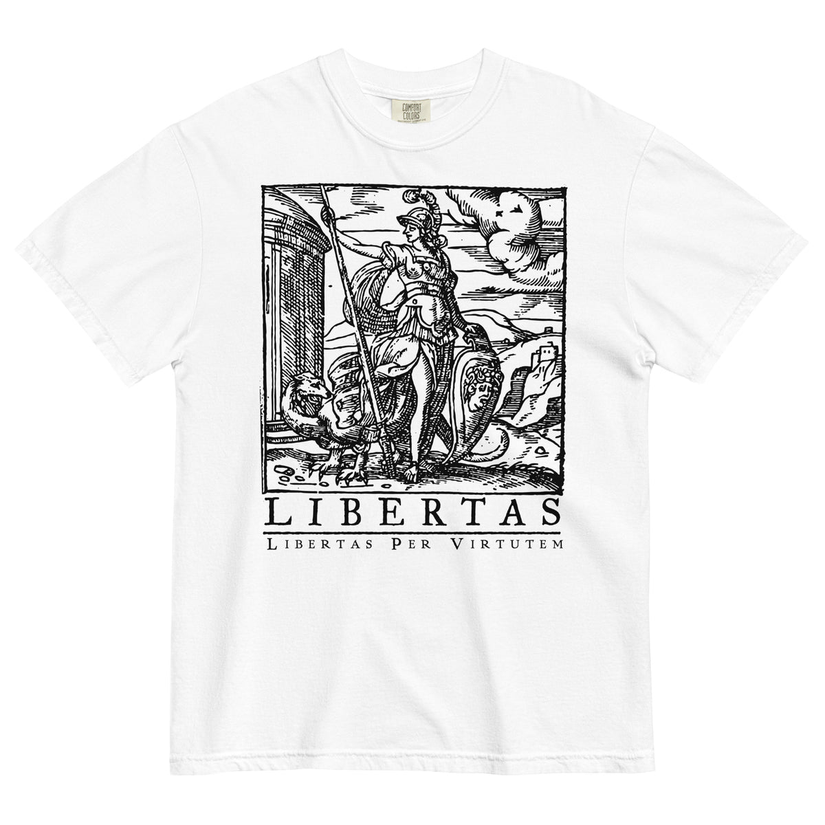 Libertas Freedom Through Virtue Garment-dyed Heavyweight Graphic T-shirt