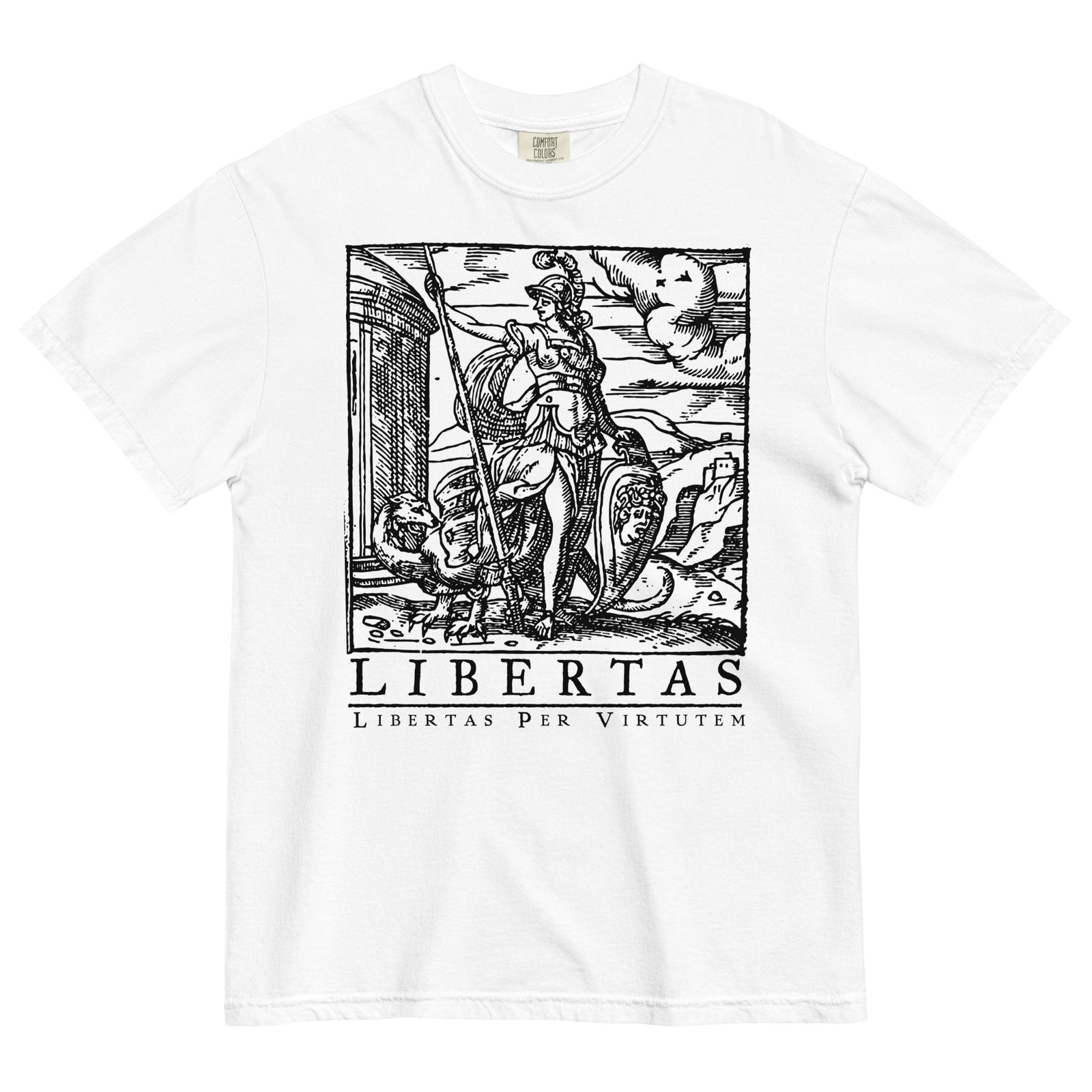 Libertas Freedom Through Virtue Garment-dyed Heavyweight Graphic T-shirt