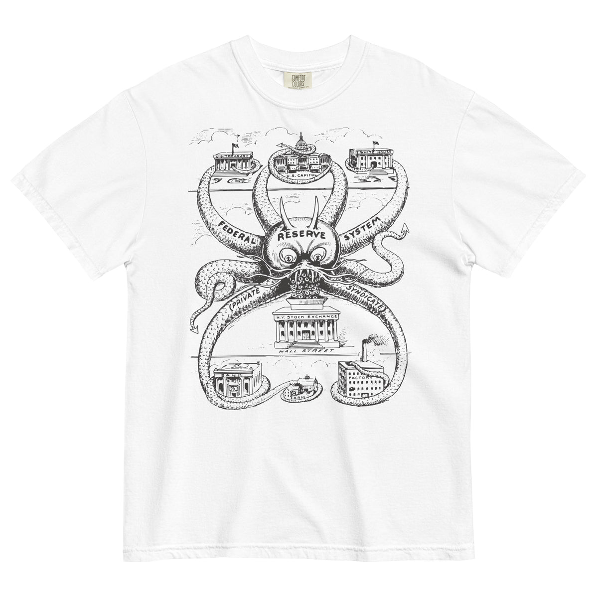 Federal Reserve Octopus Garment-dyed Heavyweight T-shirt - Liberty