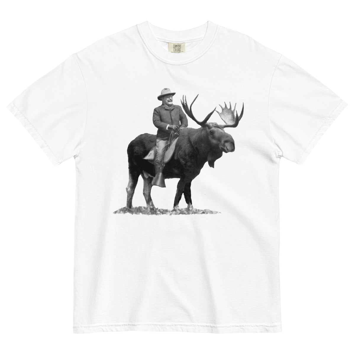 Teddy Roosevelt Riding A Bull Moose Garment-dyed Heavyweight T-Shirt