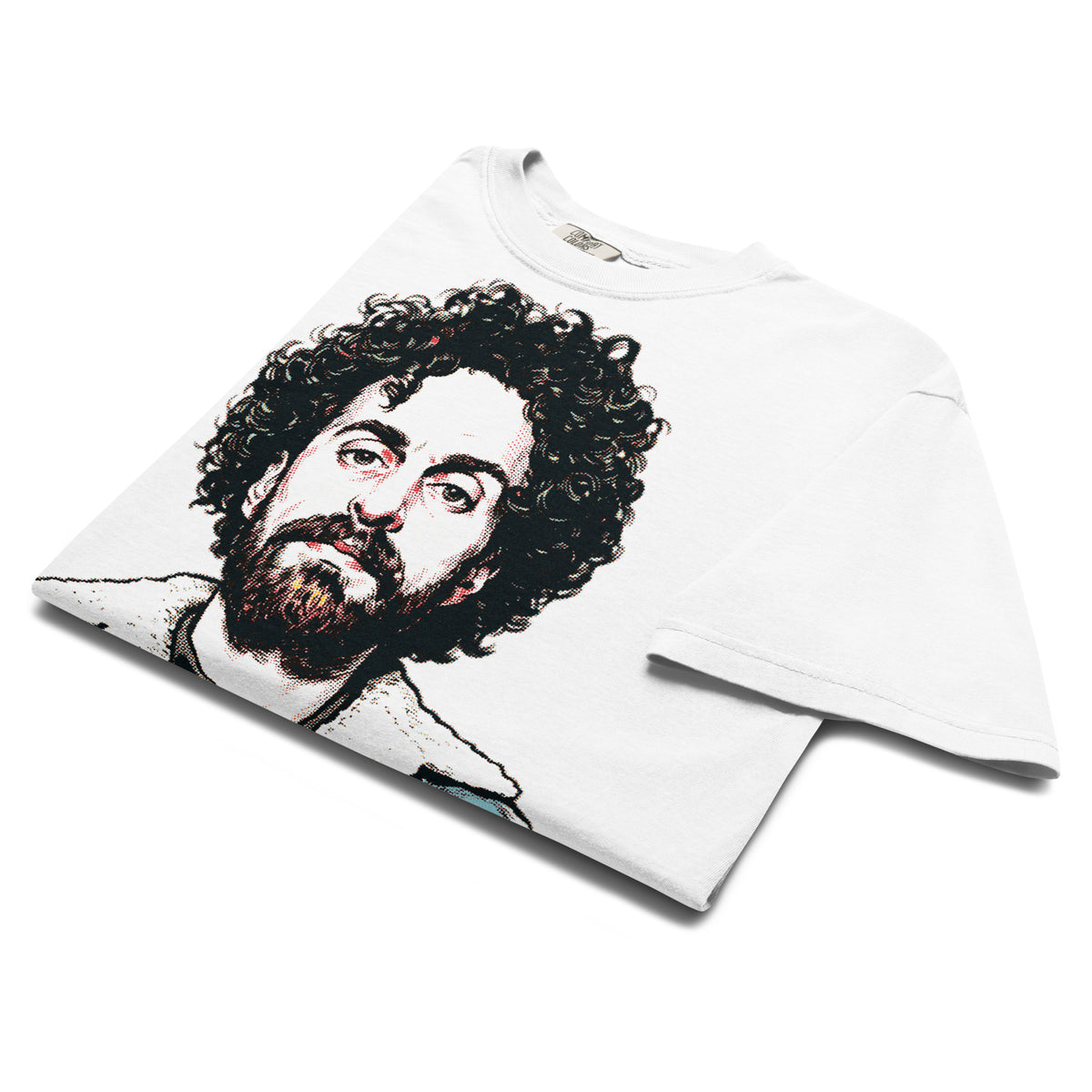 Isaac Kappy graphic t-shirt in laying flat and folded.