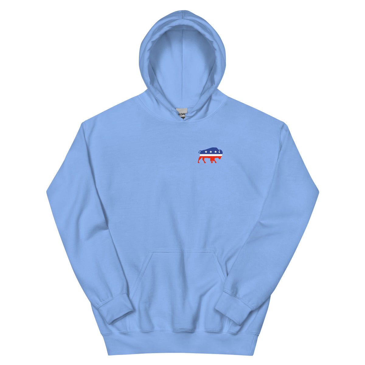Political Party Animals political satire hoodie in Carolina Blue, front view, by Liberty Maniacs