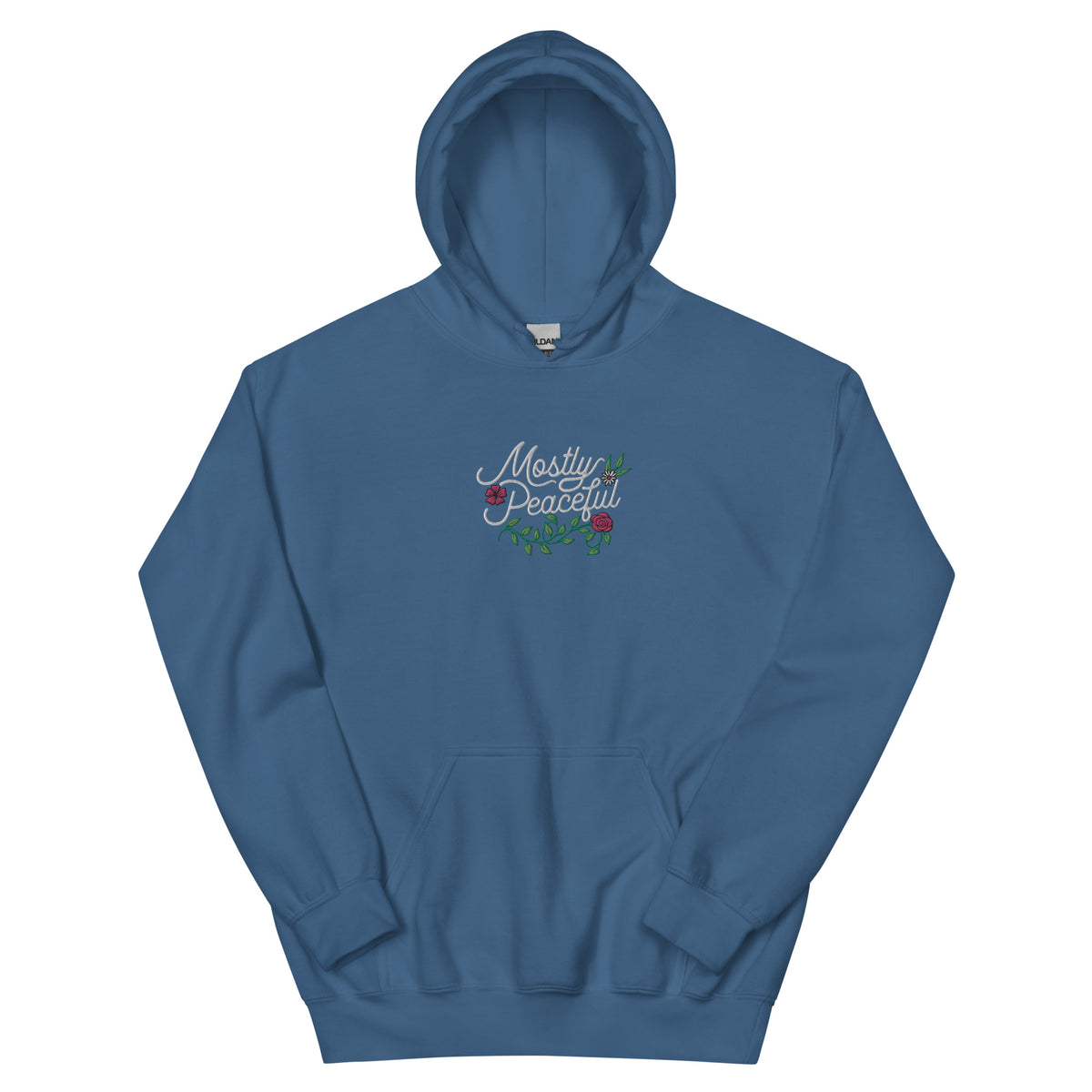 Mostly Peaceful Embroidered Floral Hoodie