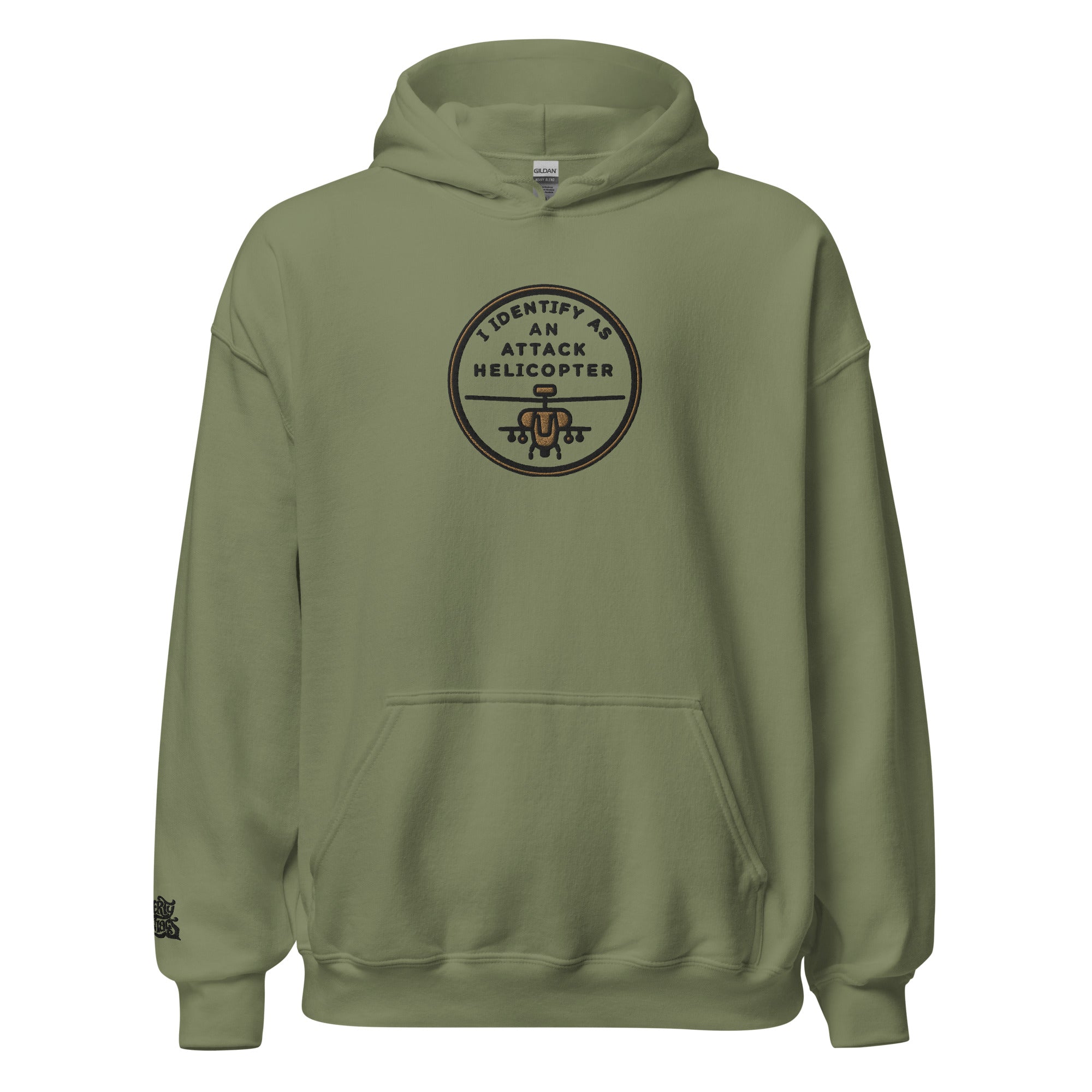 I Identify as an Attack Helicopter Embroidered Hoodie