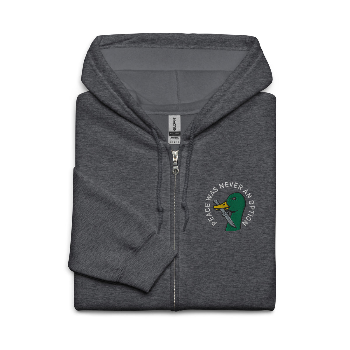 Peace Was Never An Option Murder Mallard Heavy Blend Zip Hoodie