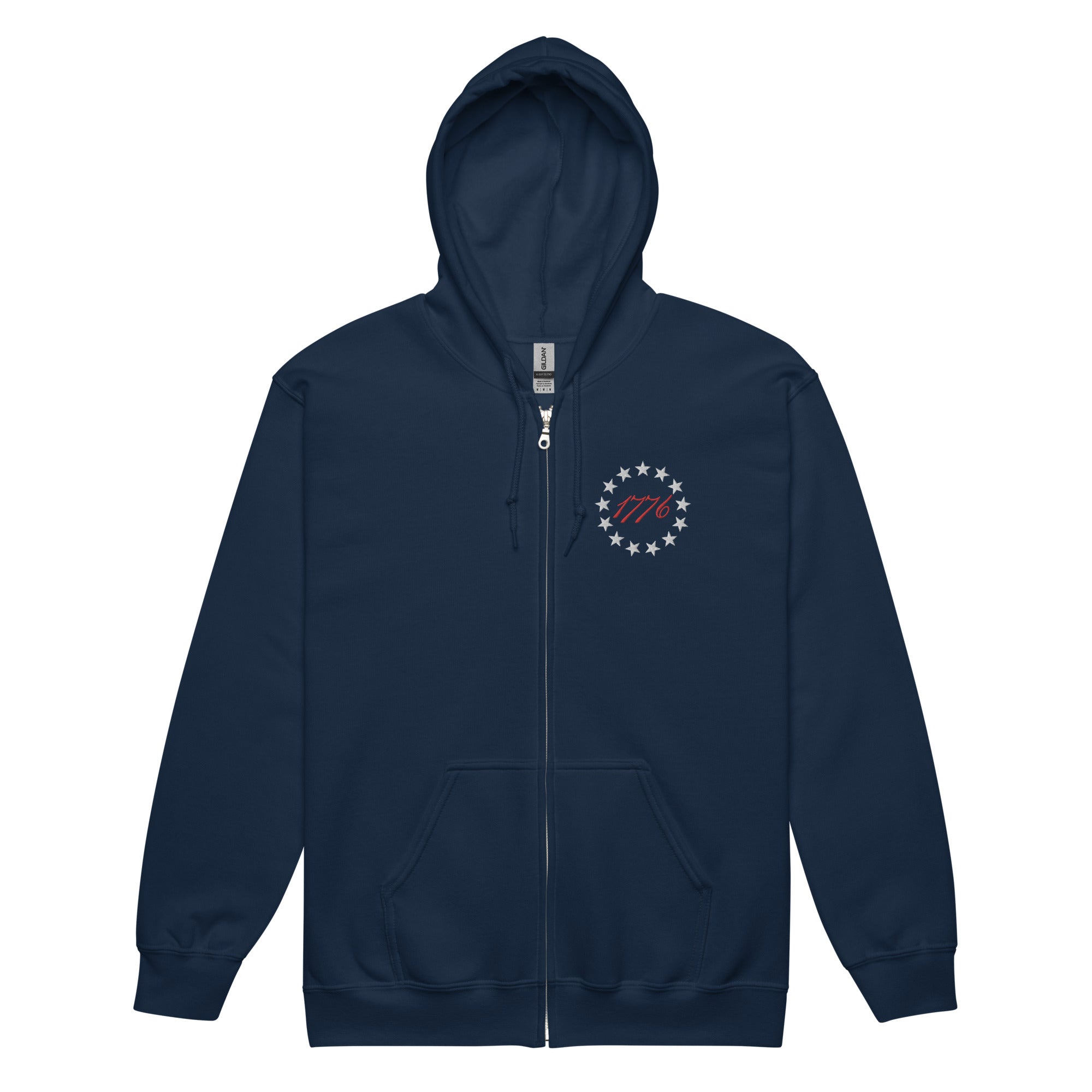 Betsy Ross 1776 Embroidered Heavy Blend Zip Hoodie