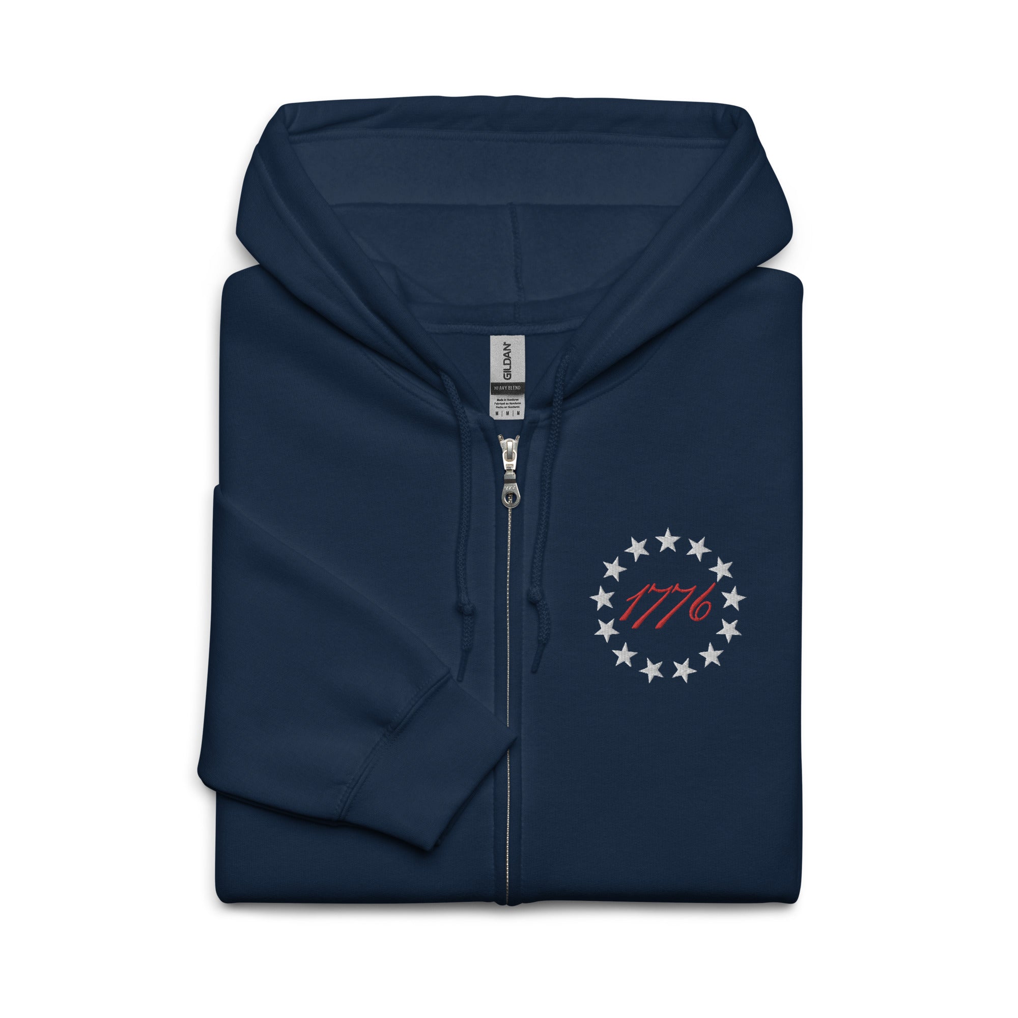 Betsy Ross 1776 Embroidered Heavy Blend Zip Hoodie