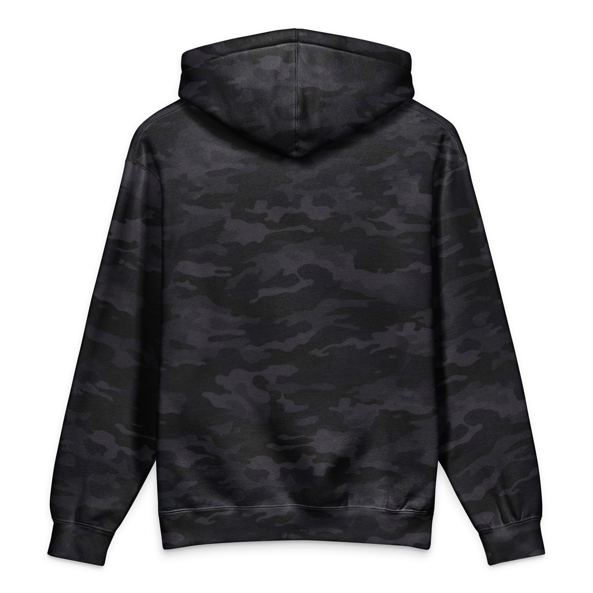 No Step on Snek embroidered hoodie in Black Camo, back view