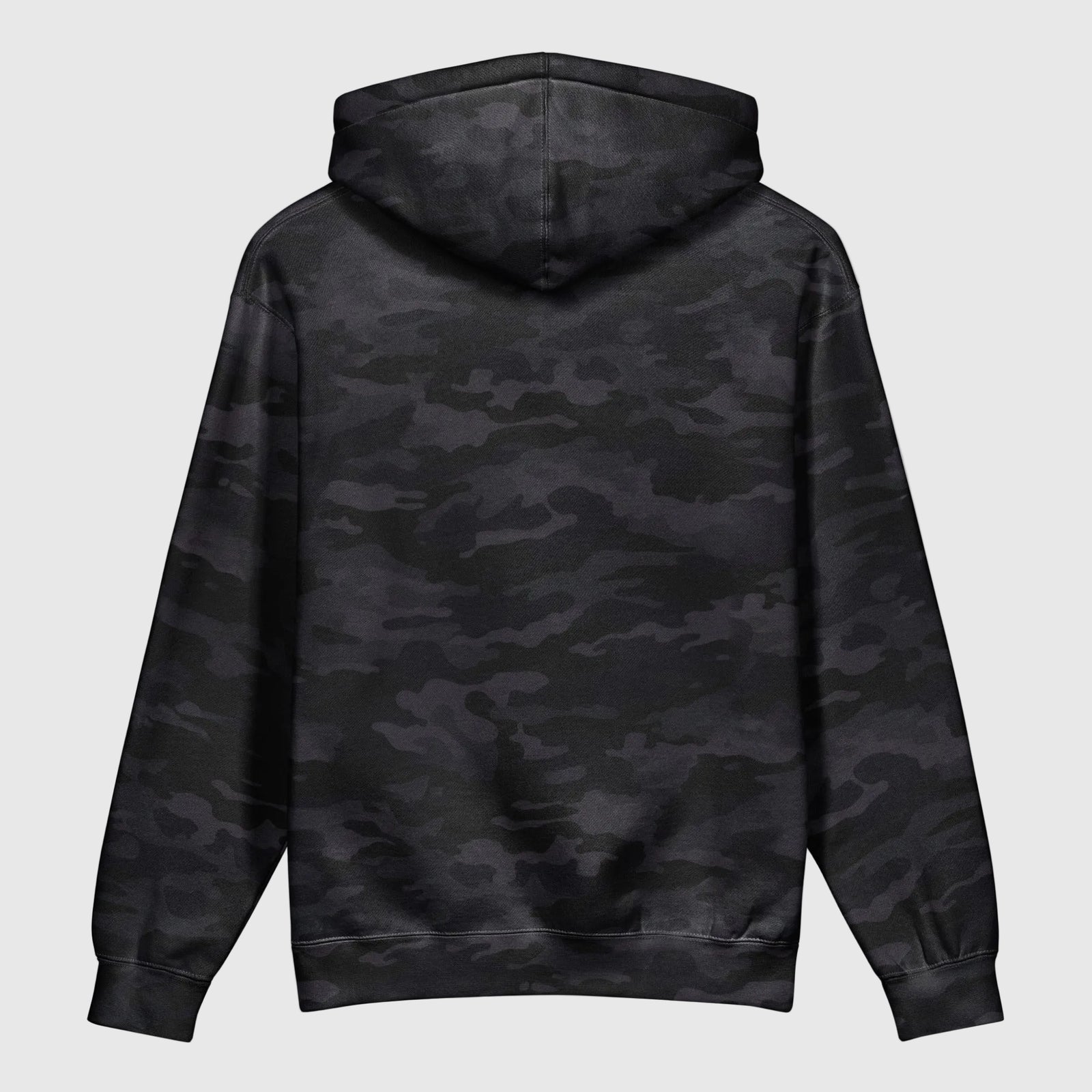 Black camouflage hoodie on a white background