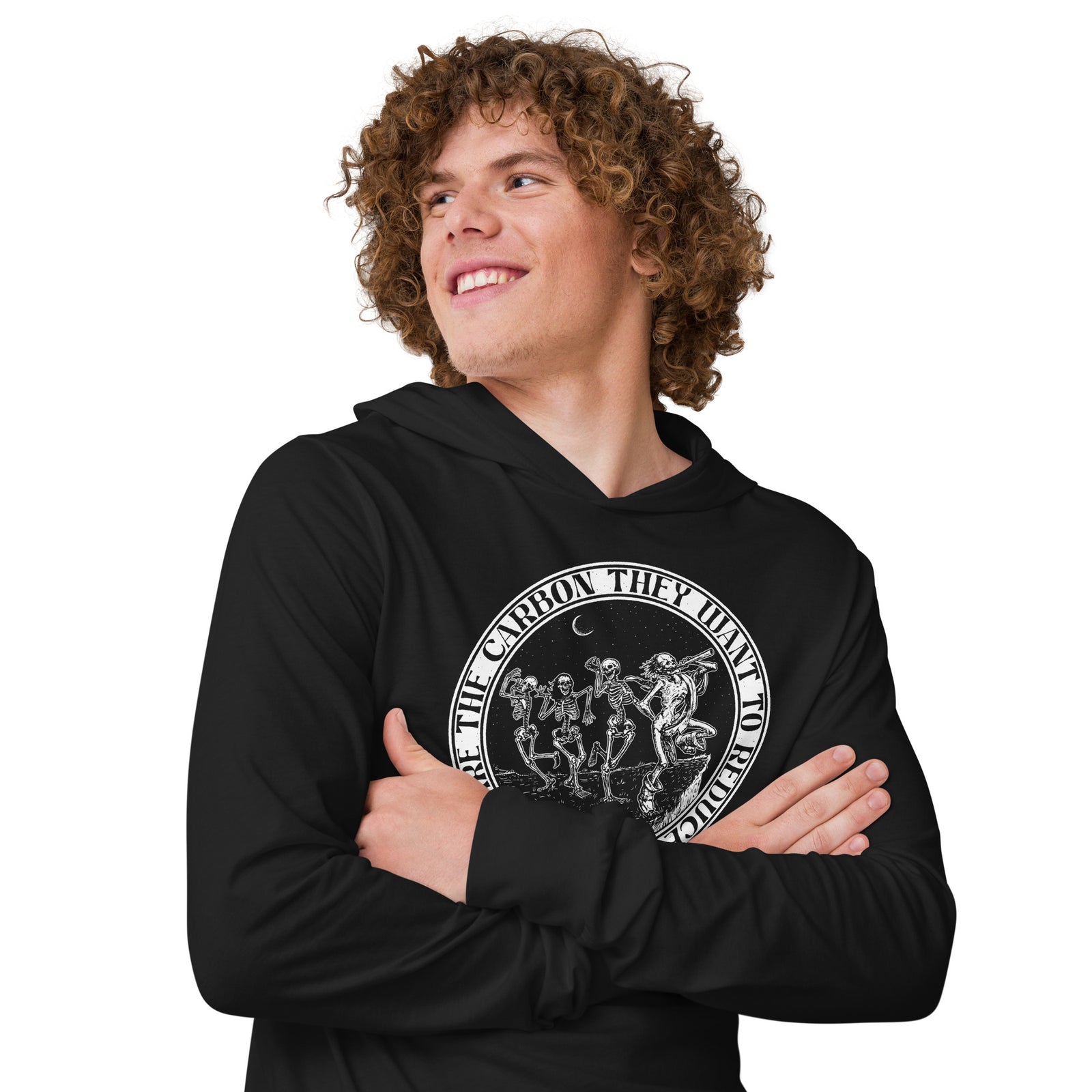 We Are the Carbon They Want To Reduce Hooded Long-Sleeve Tee