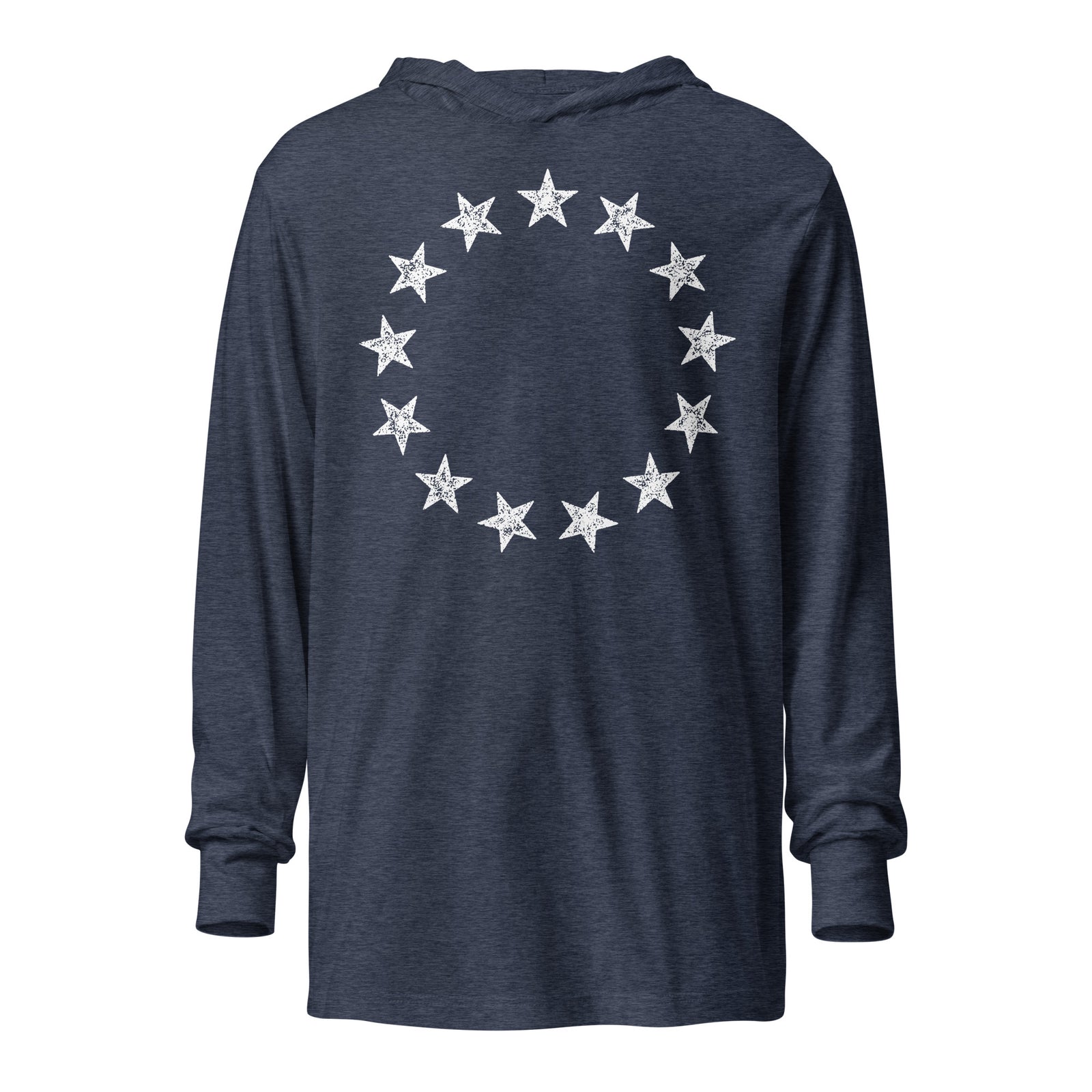 13 Stars Vintage Betsy Ross Revolution Hooded Long-Sleeve Tee