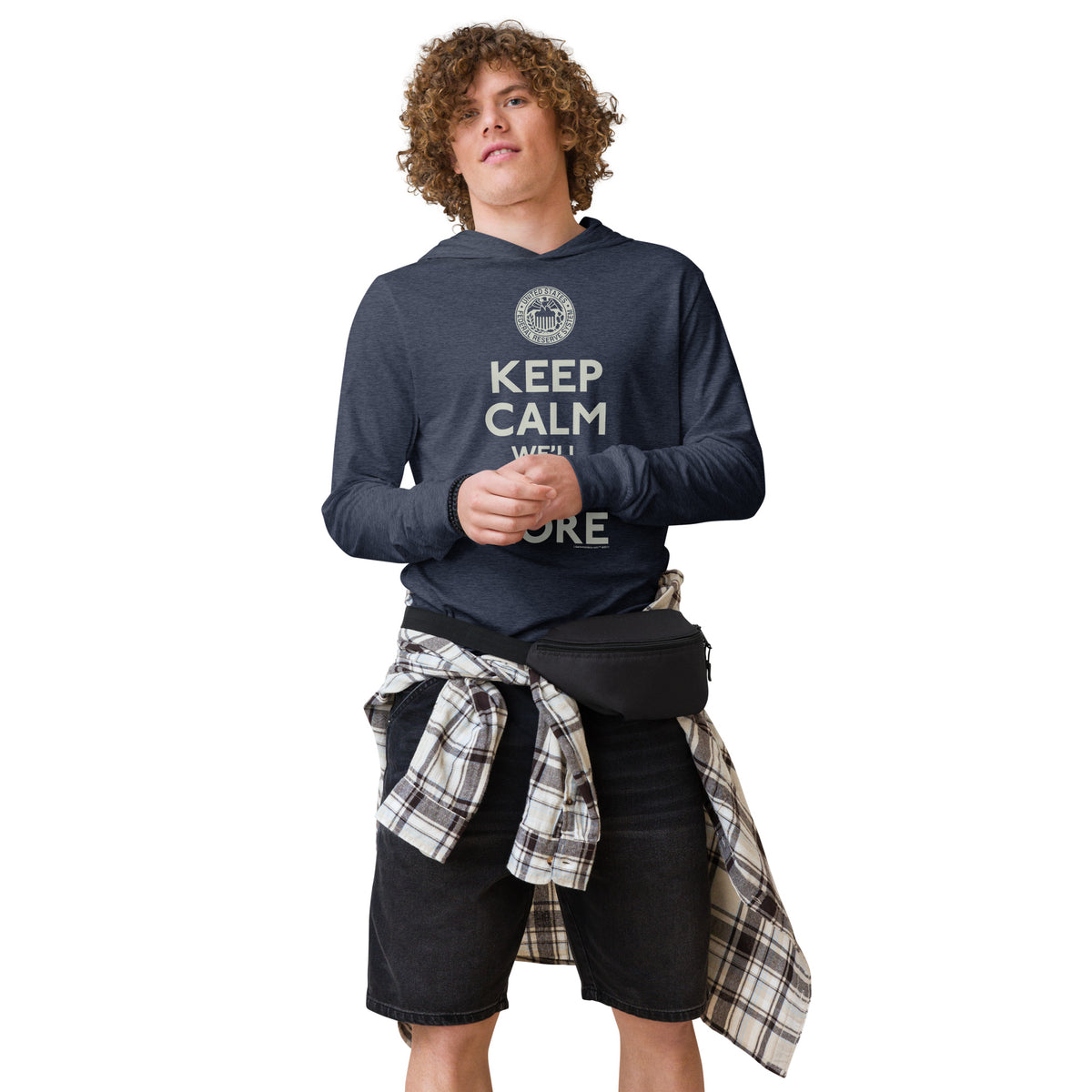 Keep Calm We&#39;ll Print More Federal Reserve Hooded long-sleeve tee