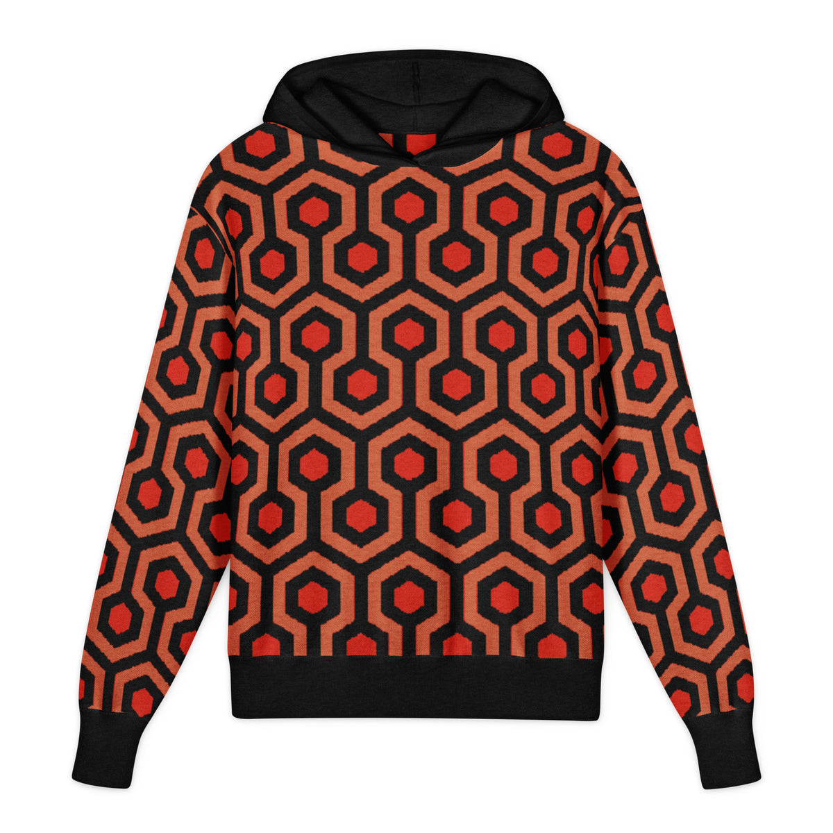 Overlook Knit Hoodie, front view in size 2XL showing the sweater's knit pattern