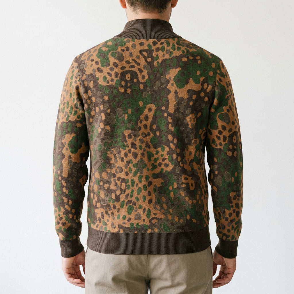 Erbsenmuster Pea Pattern Camo Quarter Zip Knit Sweater