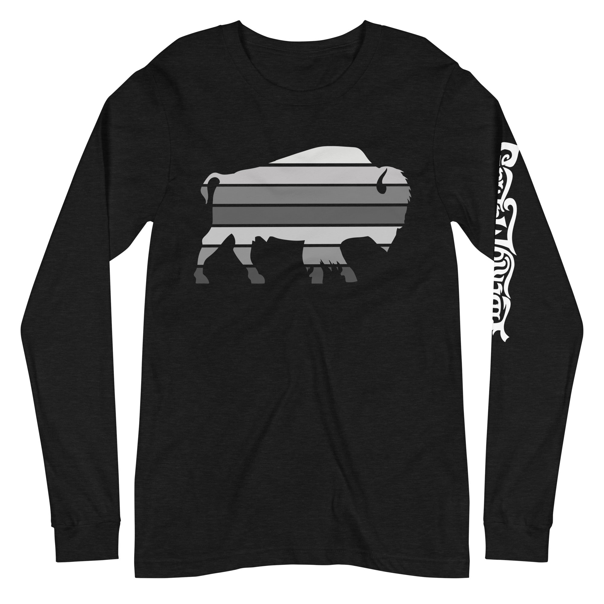 Bull Bison Grayscale Stack Unisex Long Sleeve Tee