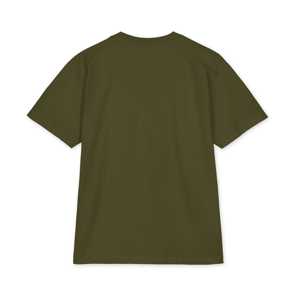 Olive oversized heavyweight USA T-shirt, plain back view